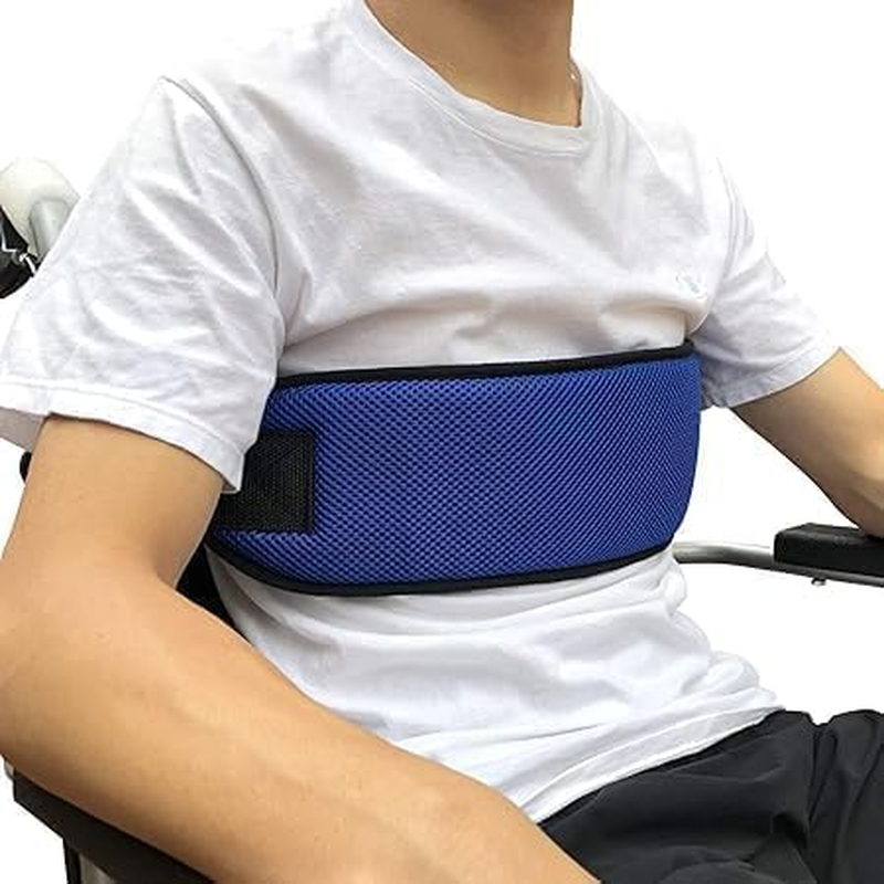 Wheelchair Seat Belt Adjustable Wheelchair Safety Harness for Patient Caring, Cushion Harness Straps with Easy Release Buckle (Blue, 1 Pc) image number 3
