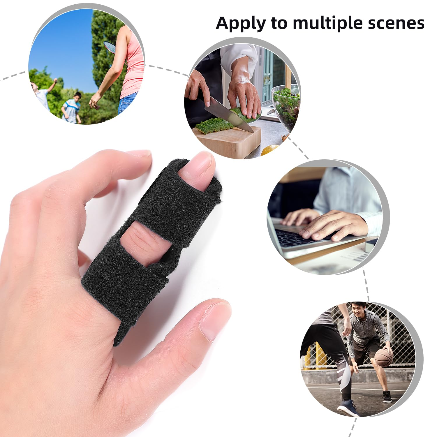 4 Pcs Trigger Finger Splints/Brace for Knuckle Immobilization, Broken Finger Protection, Straightening & Arthritis Pain Relief (Black) - Blue image number 6