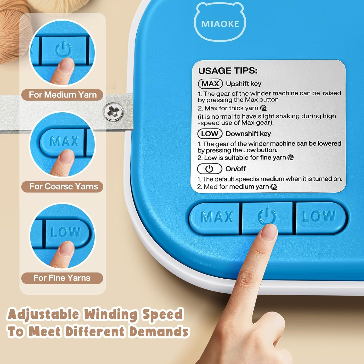 MIAOKE Yarn Winder for Knitting, Yarn Winder, Easy to Install and Use, Heavy Duty, Wire Winder with Metal Handle, Practical Yarn Table Ball Winder, Wool-Blue image number 5