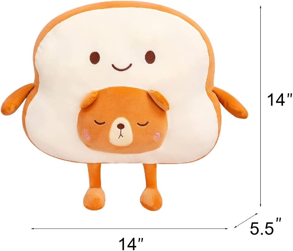 SQUISHY DOT Kawaii Stuffed Animal, Toast Plush Pillow, Cute Cushion, Throw Pillow, Stuffed Bread Plushie, Sliced Bread Toy, Cute Japanese Anime Plush Cushion image number 2