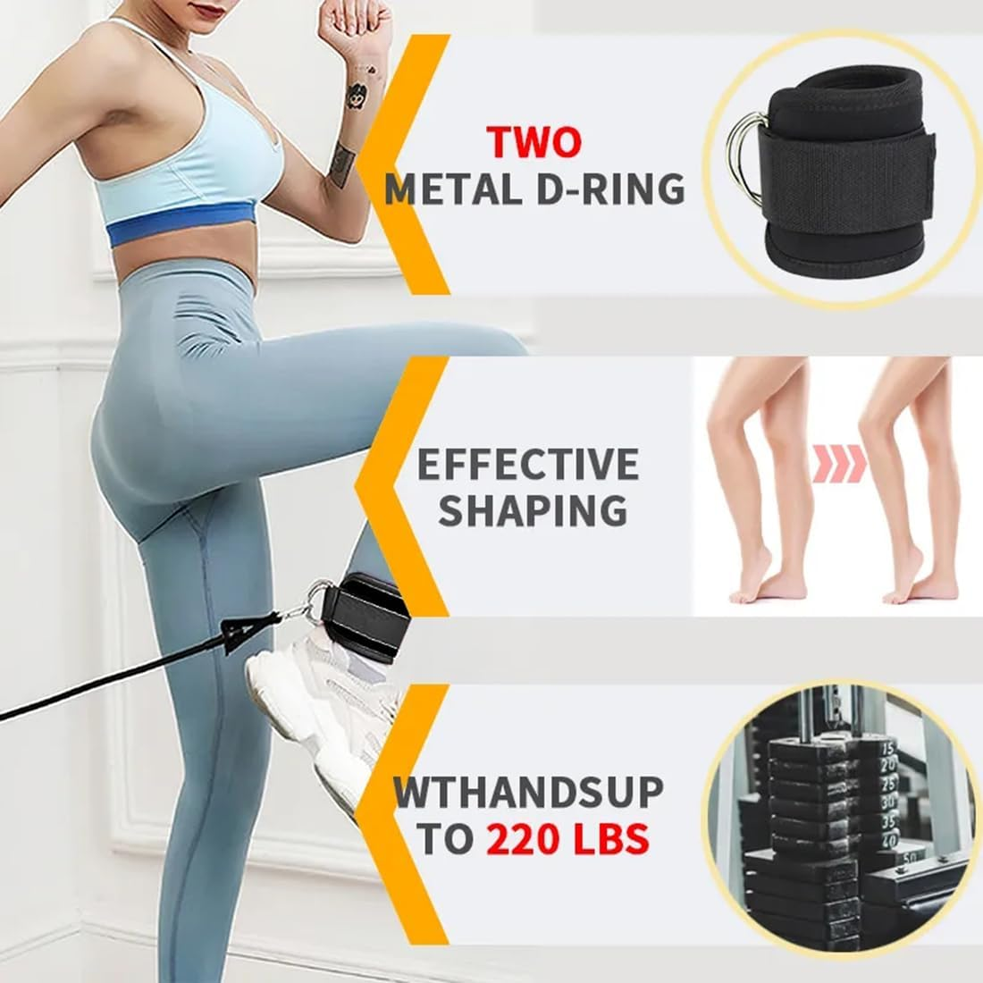 Ankle Straps, Ankle Resistance Bands Padded Straps, Adjustable Ankles Strap with D-Ring for Cable Machines, Glute Workouts, Lower Body Exercises Leg Extensions, Curls, and Hip Abductors
