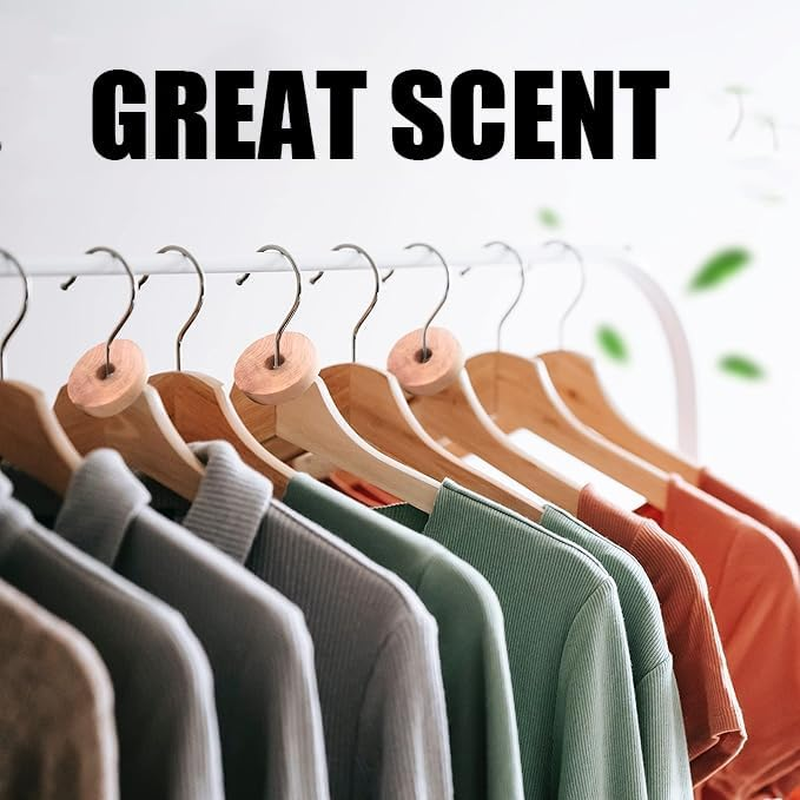 WEZCHUGHAOL Natural Cedar Rings Clothes Storage - 12 Pack Moth Repellent Rings with Fresh Wood Scent, Hanger Hook Design for Closet Organizer, Safe & Long-Lasting Protection for Wardrobe(Round)