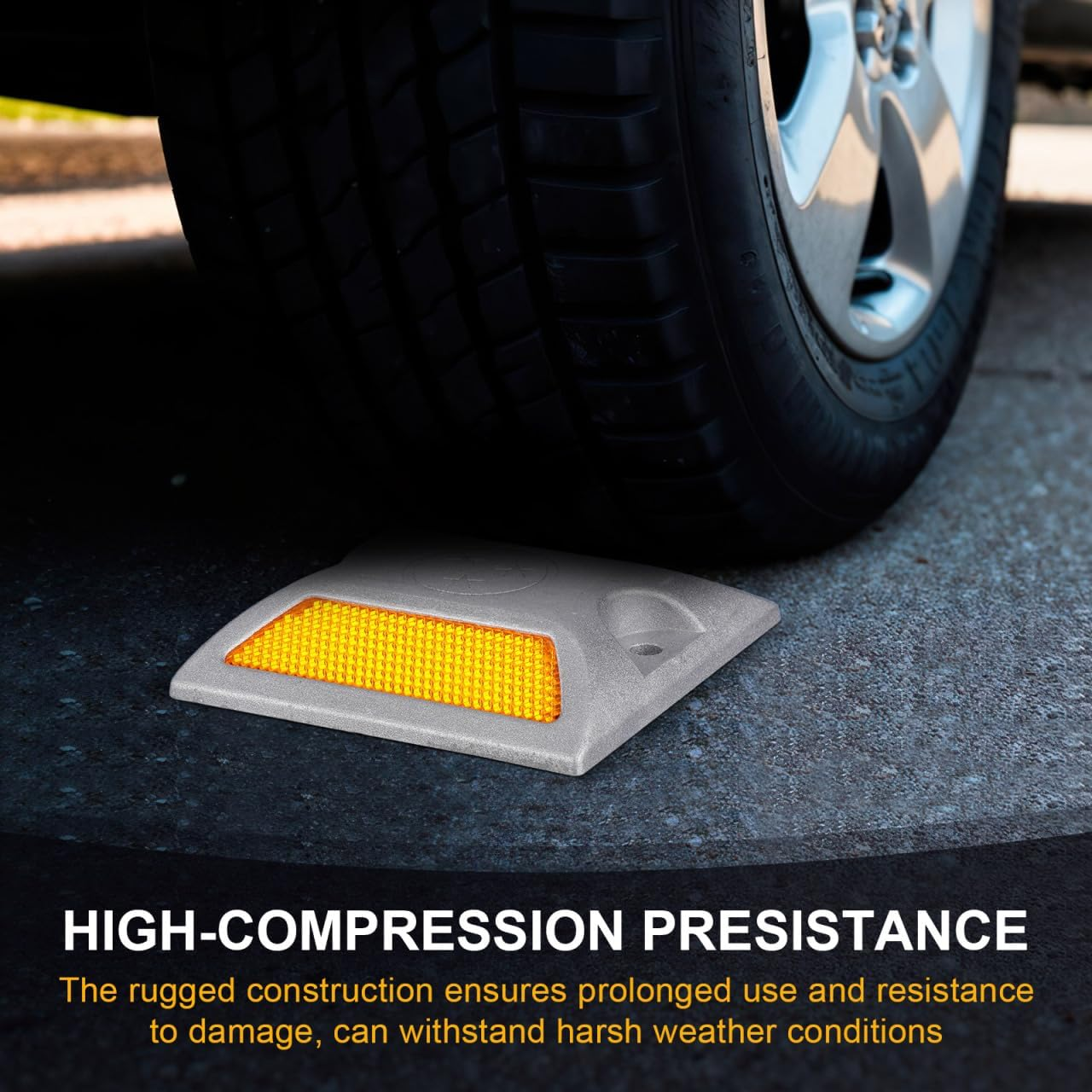 Kisangel 2Pcs Reflective Road Pavement Marker Driveway Marker Reflectors Road Studs Reflective Aluminum Track Nails for Driveway Emergency Roadside Reflectors image number 4