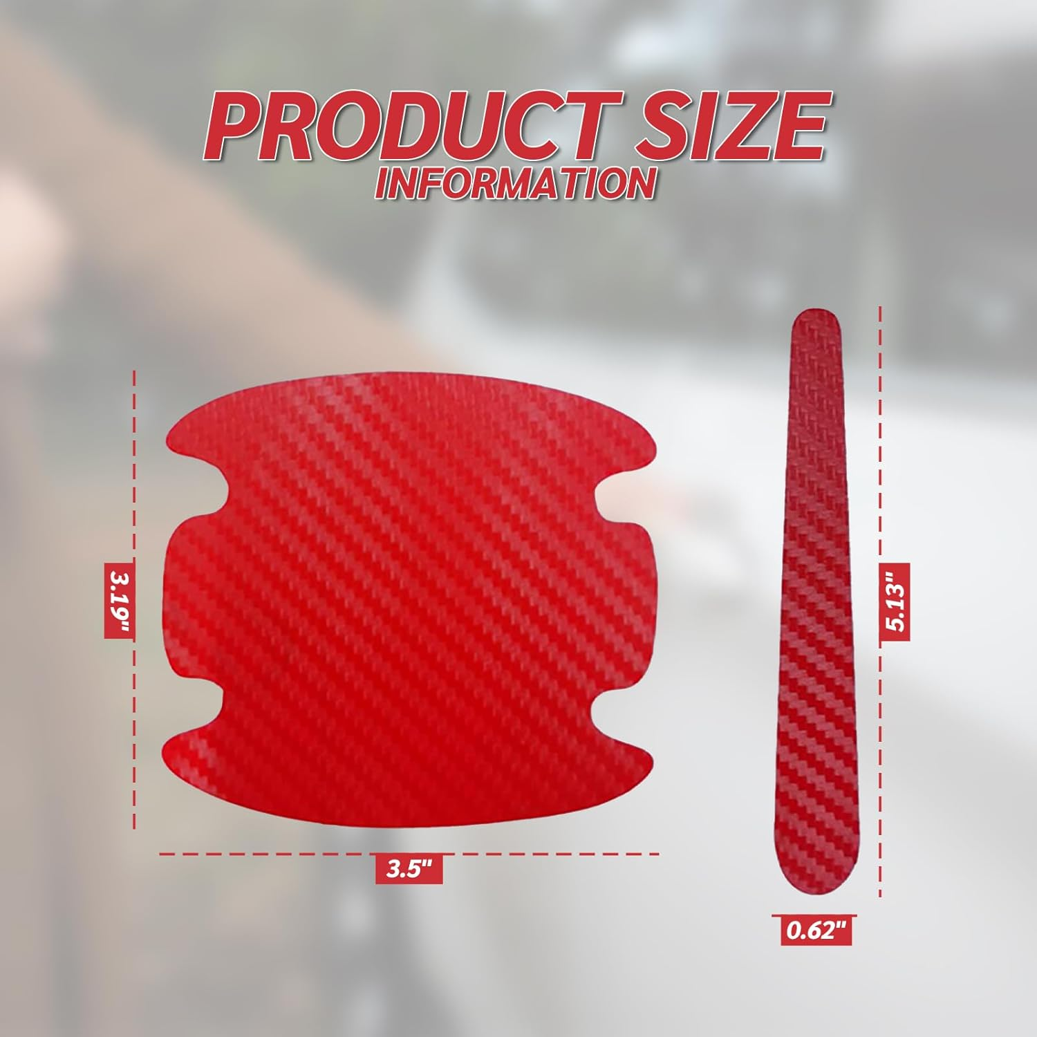 8PCS Carbon Fiber Car Door Handle Scratch Protectors, Universal Paint Guard Sticker for Door Handle Bowl, Fits Most Cars, Trucks, Suvs (Red) image number 5