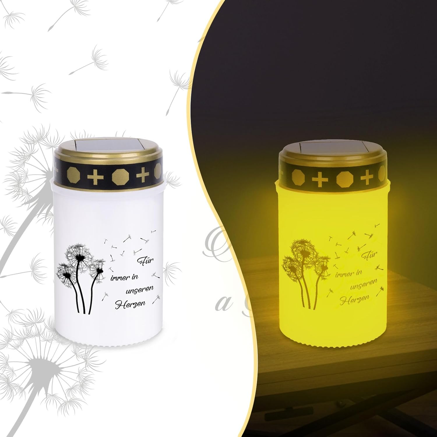 YYSWSAKY 2 Pack Solar LED Grave Light Solar Weatherproof Grave Lights for Outdoor Use LED Grave Light with Twilight Sensor Grave Candles White Forever in Our Hearts image number 1