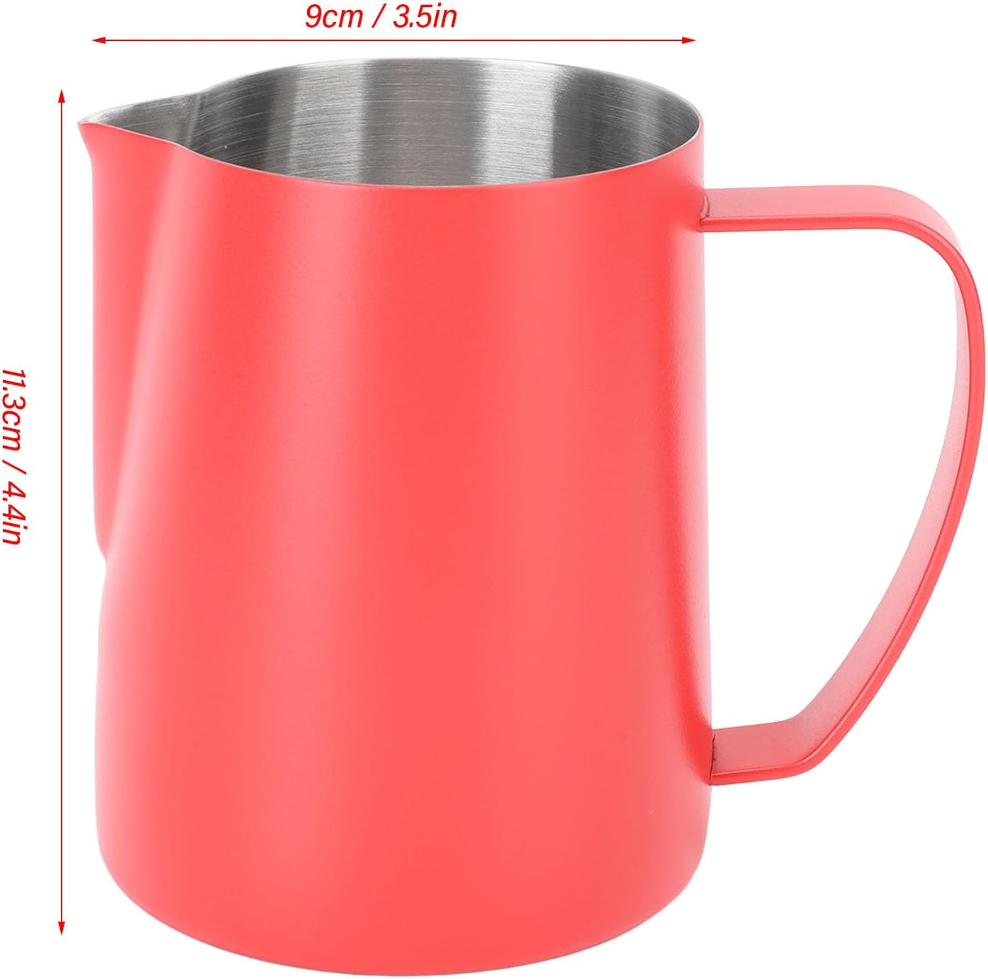 SOULONG Milk Frothing Jug, 600ML Stainless Steel Coffee Frother Cup Pitchers with Measuring Scale and Pointed Spout for Espresso Machines Latte Art Cappuccino Milk Tea (Red) - Red image number 6