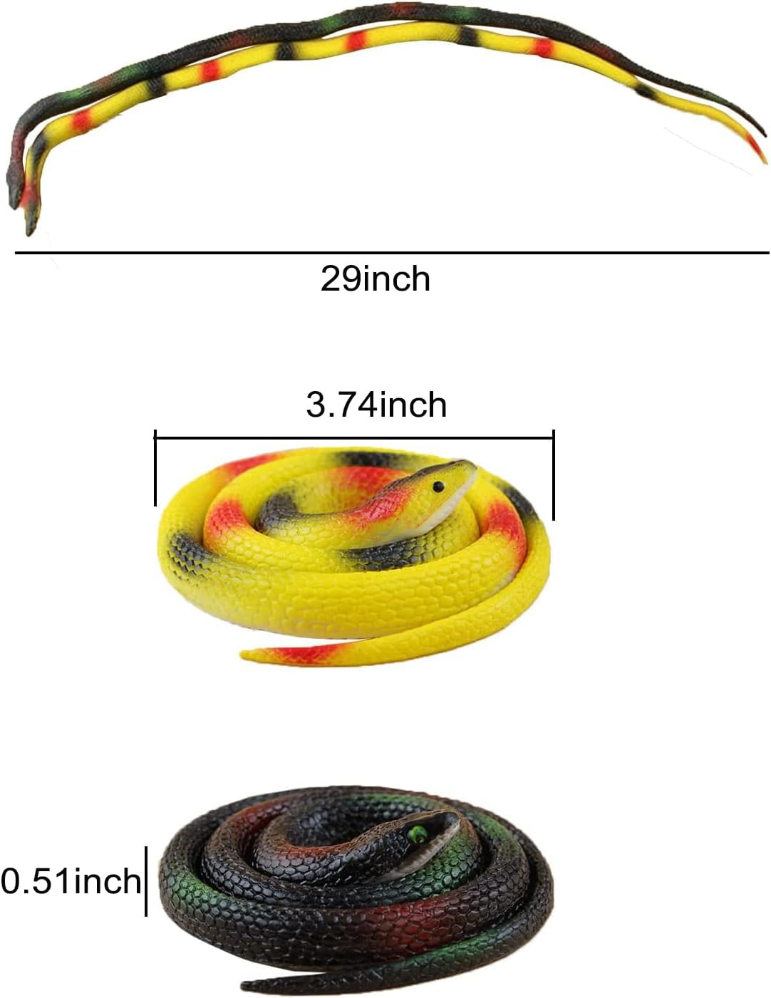 4 Packs Realistic Rubber Snake to Keep Birds Away &ndash; 29 Inch Plastic Forest Fake Snakes April Fools Day Party Halloween Decoration for Garden Props to Scare Birds, Squirrels, Mice, Pranks image number 5