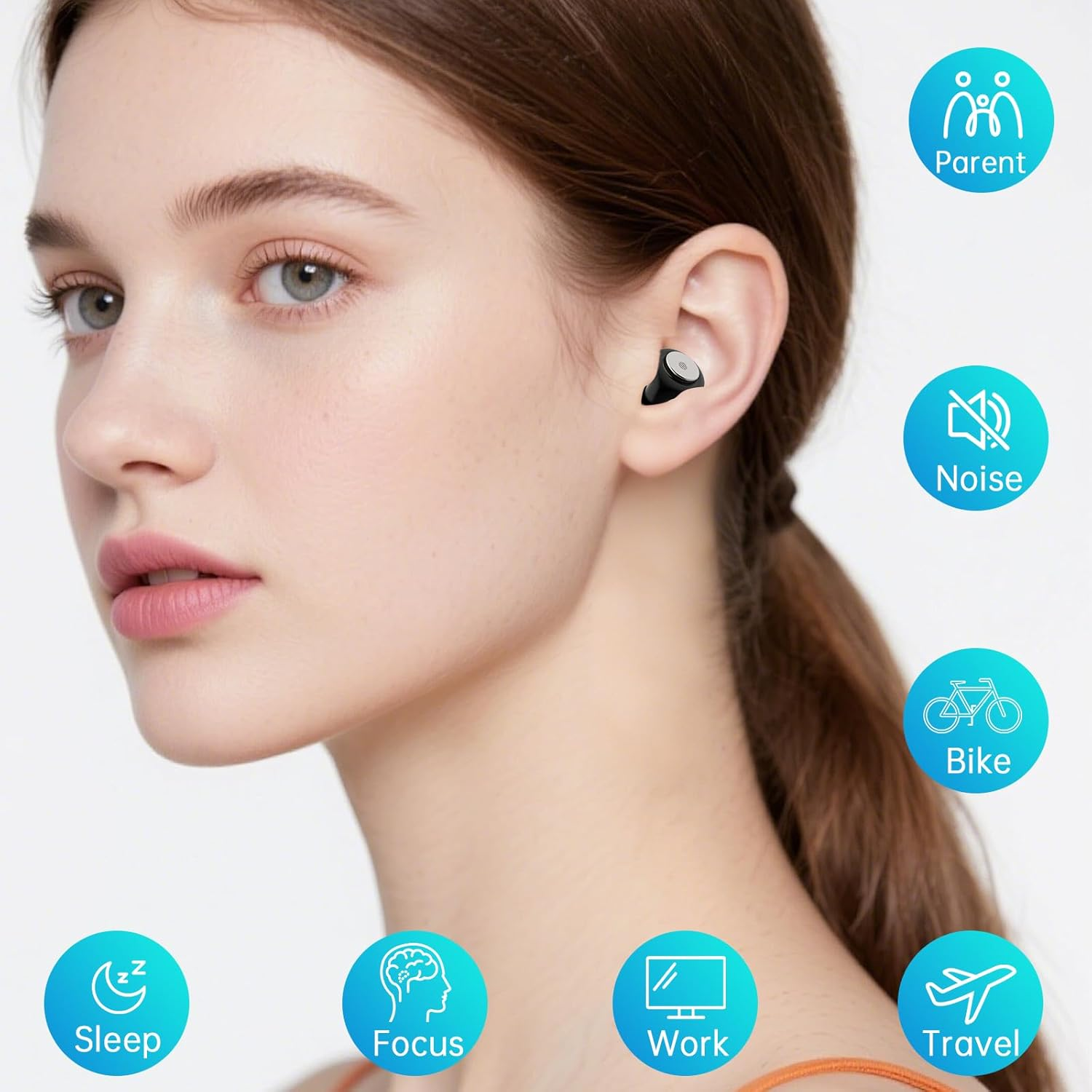 Eosxrp Silicone Ear Plugs for Sleeping 4 Pair Reusable Gel Earplugs for Swimming with High Noise Cancelling for Traveling Concerts Shooting Construction Studying Work, 4 Sizes, 28Db SNR, Sleek Black