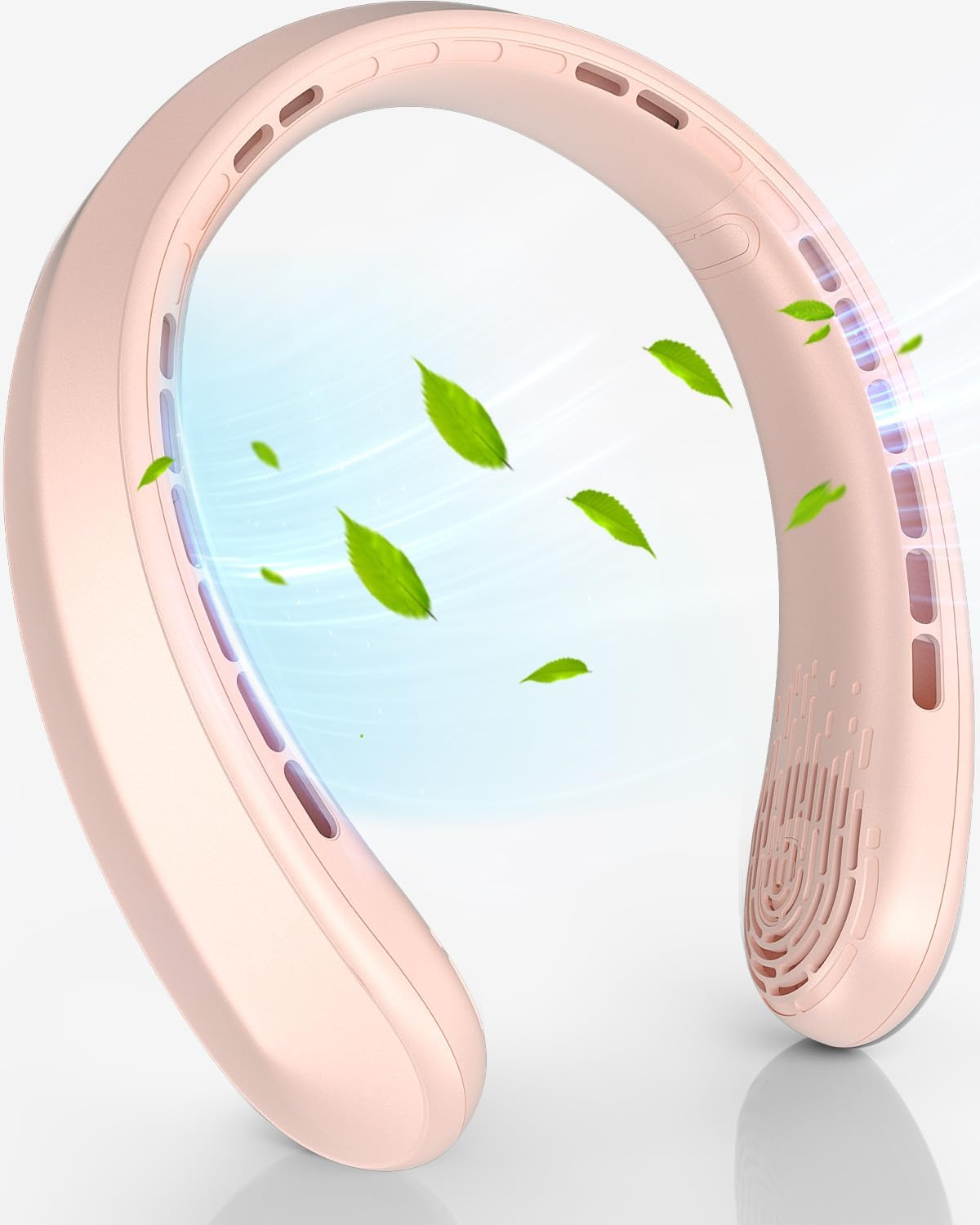 Neck Fan, Portable Fan around Neck, 4000Mah Battery Operated Wearable Personal Fan with USB Rechargeable, 3 Wind Speed, Fast Cooling, Ultra Quiet, Bladeless,Headphone Design for Travel, Men Women