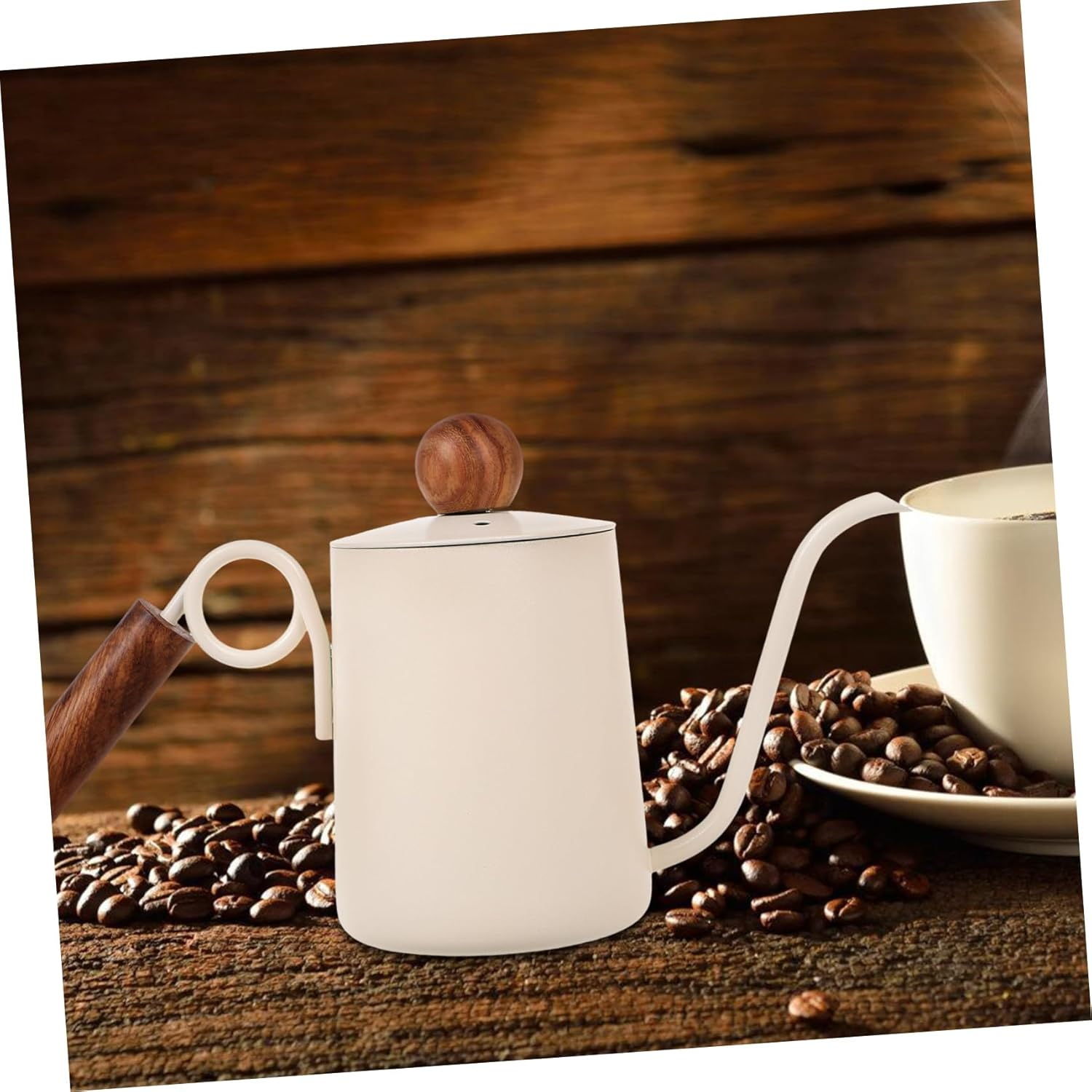 GRIRIW Vintage Style Steel Coffee Maker Stainless Steel Pot Long Spout Drip Pot for Gooseneck Tea Kettle Espresso Decanter image number 2