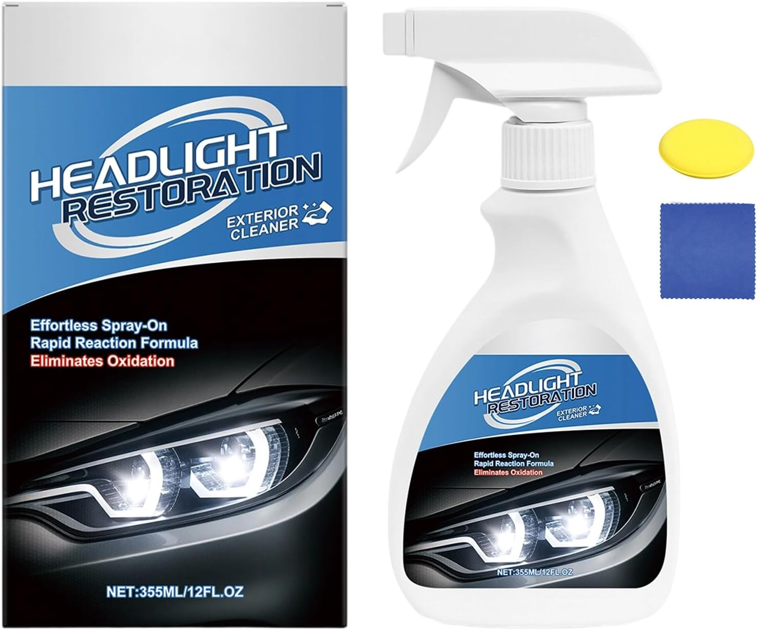 Ungtyb Automotive Headlight Restoration Kits | Headlight Polish Repair Renovation Kit - Cleaner Agent with Sponge and Towel for Truck SUV Vehicle Maintenance Detailing Projects Garage Home image number 2