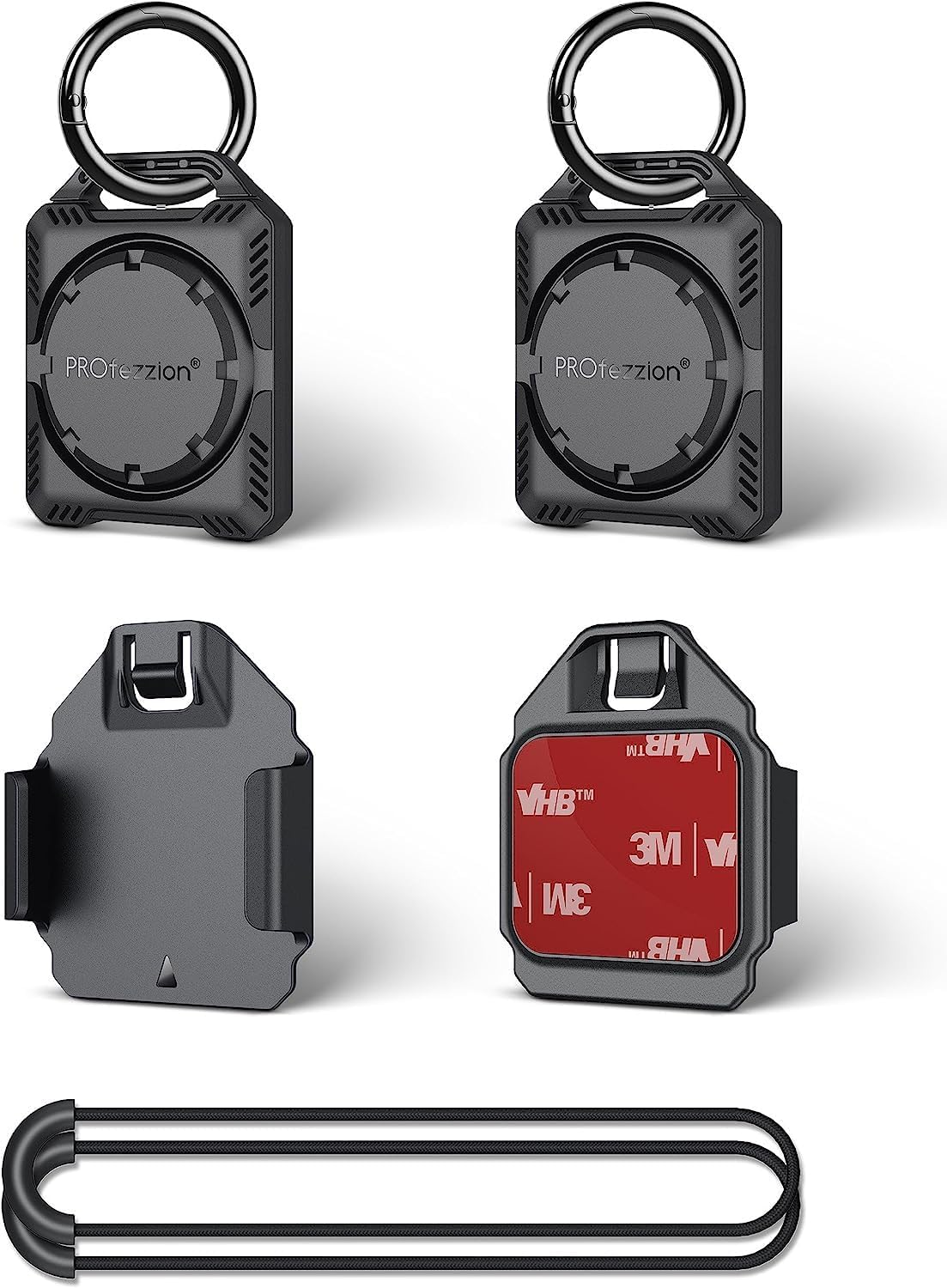 Profezzion IPX8 Waterproof Case, Anti-Lost Anti-Scratch Holder Protective Skin Cover with Key Ring, Loop Strap and 3M Mount for Keychain, Dog Collar, Travel, Luggage, Car, & More-Red