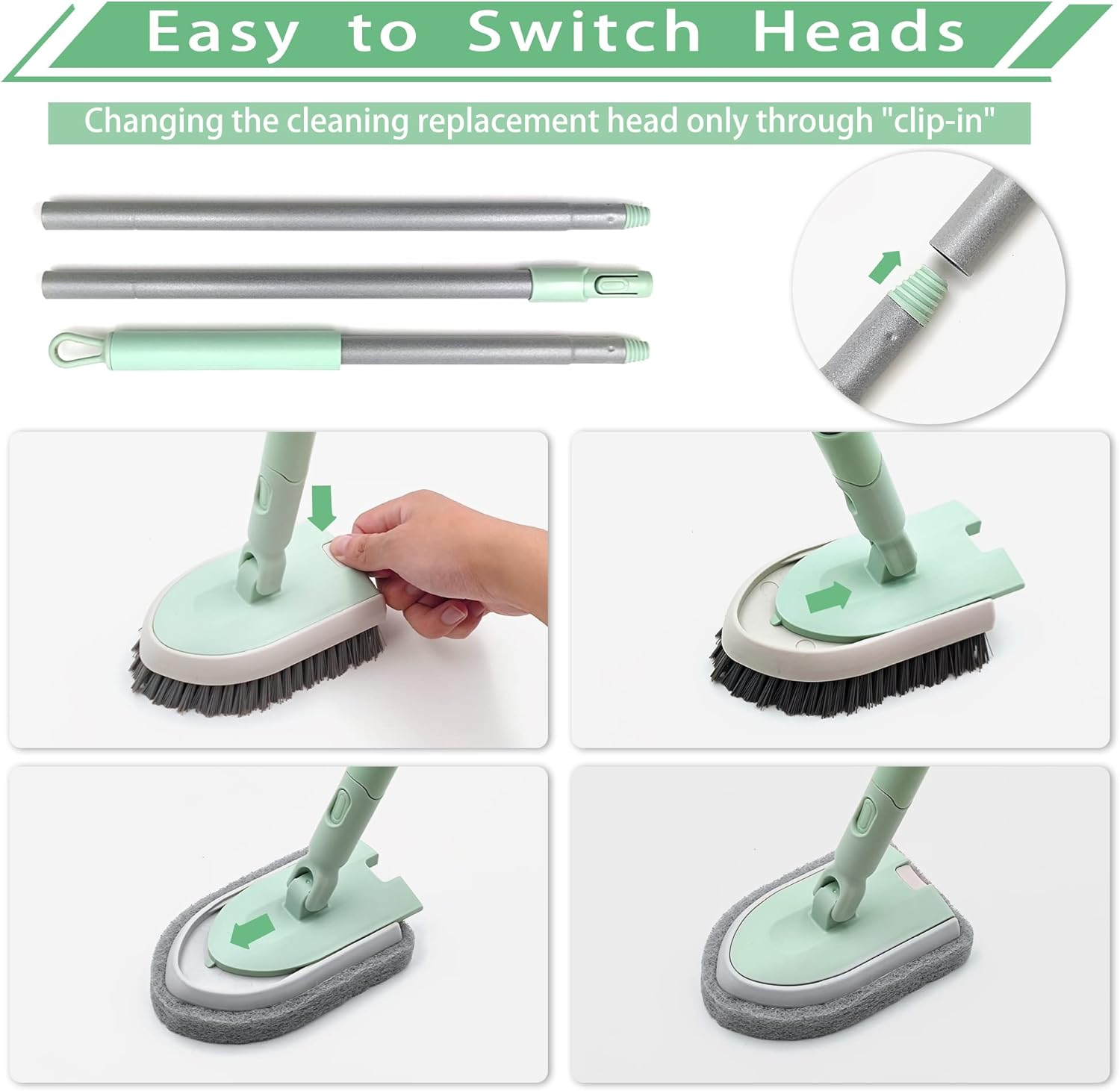 2Pcs Shower Scrubber Cleaning Brush Refills, Non-Scratch Tub Tile Scrubber Replacement Head for Cleaning Bathroom, Bathtub, Floor, Wall image number 2