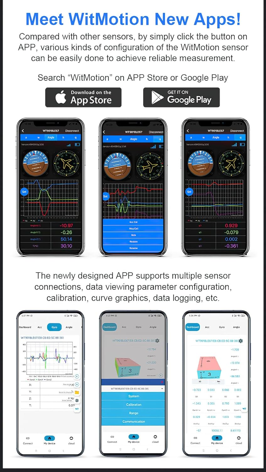[Bluetooth 5.0 Accelerometer+Inclinometer] Witmotion WT9011DCL Bluetooth 5.0 Accelerometer Gyroscope Angle Sensor Electronic Compass Magnetometer Inclinometer&hellip; image number 1