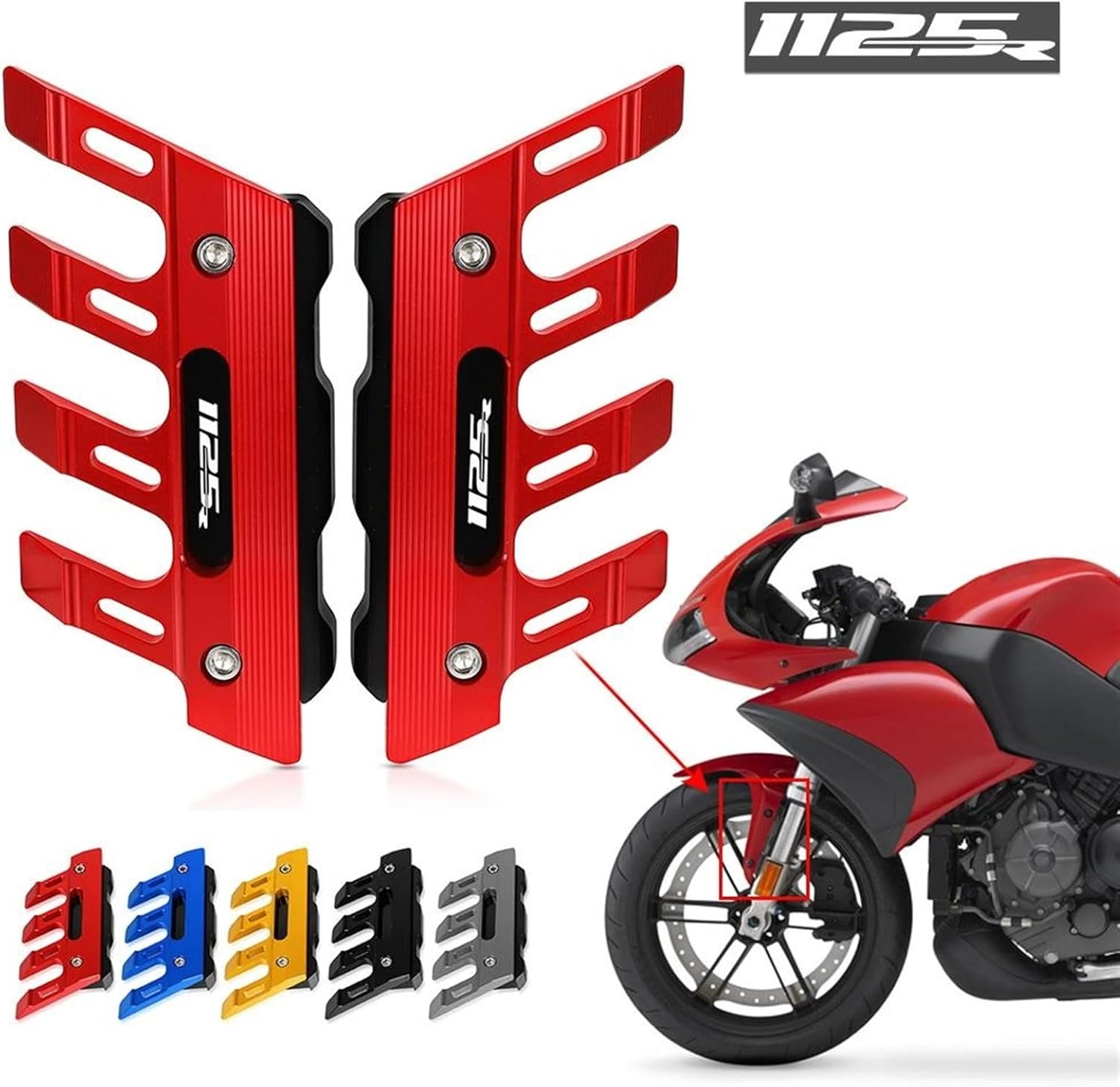 Motorbike Frame Sliders for Buell 1125R 1125 R XB 12R 2008 2009 Motorcycle Mudguard Front Fork Protector Guard Block Fender Anti-Fall Slider Accessories (Color : Black, Size : with Logo) image number 1