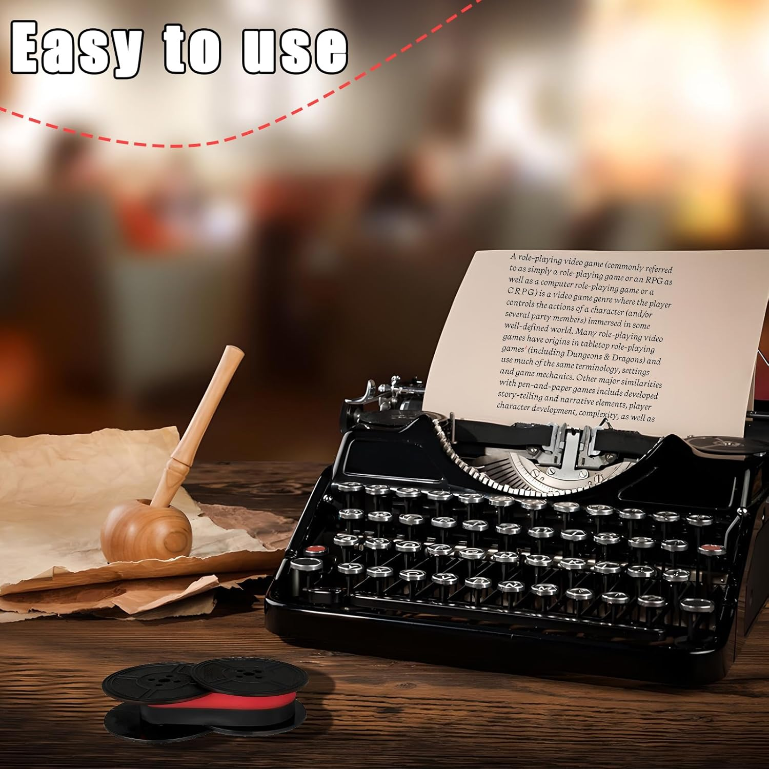 4 Pairs Universal Typewriter Ribbon, Twin Spool Ribbon Replacement Pack, Typewriter Ink Ribbon for Most Typewriter - Black image number 4