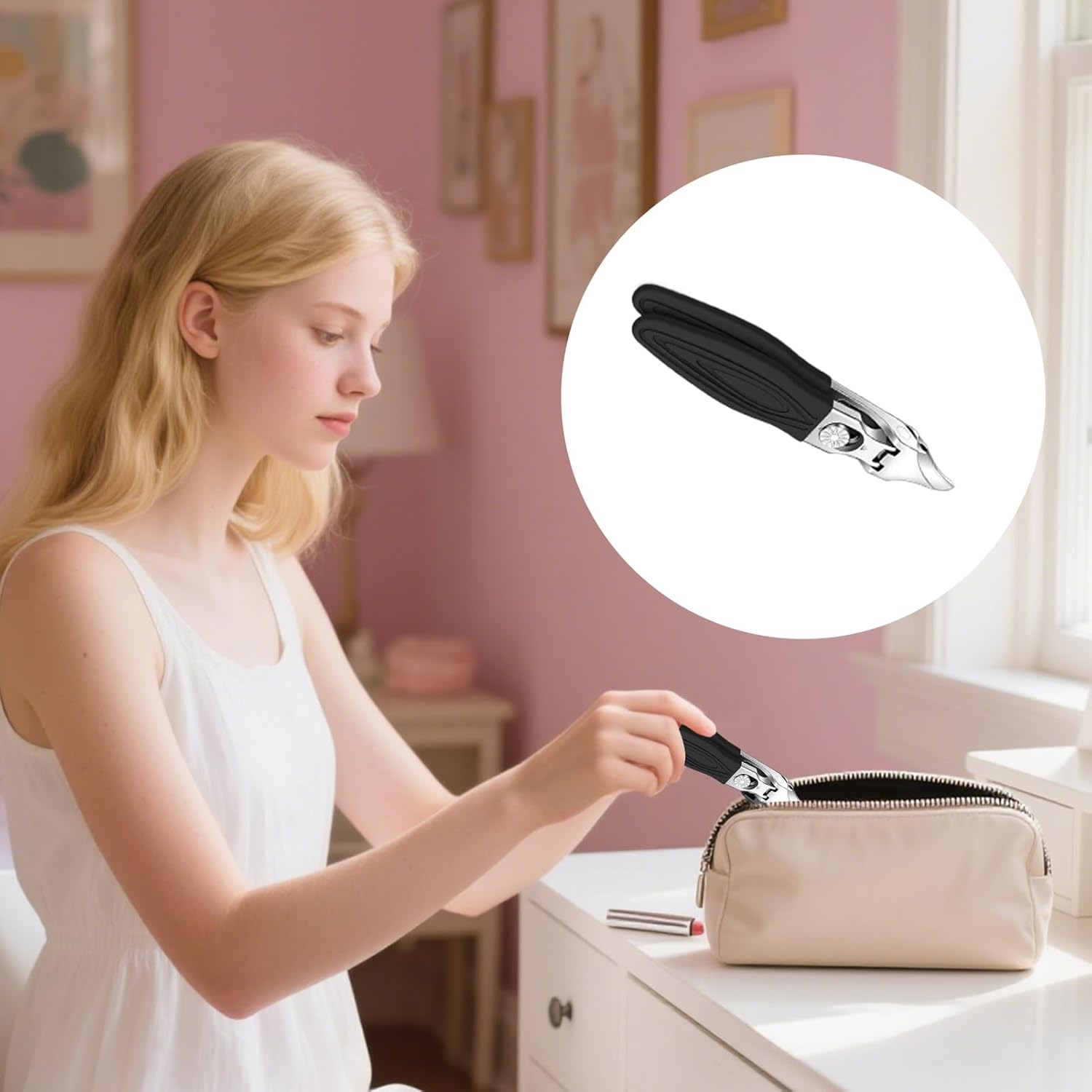 Side Nail Clippers - Slanted Tip Cuticle Nail Clipper,Anti-Splash Professional Remover Tool for Seniors Women Personal Grooming Foot Care image number 1