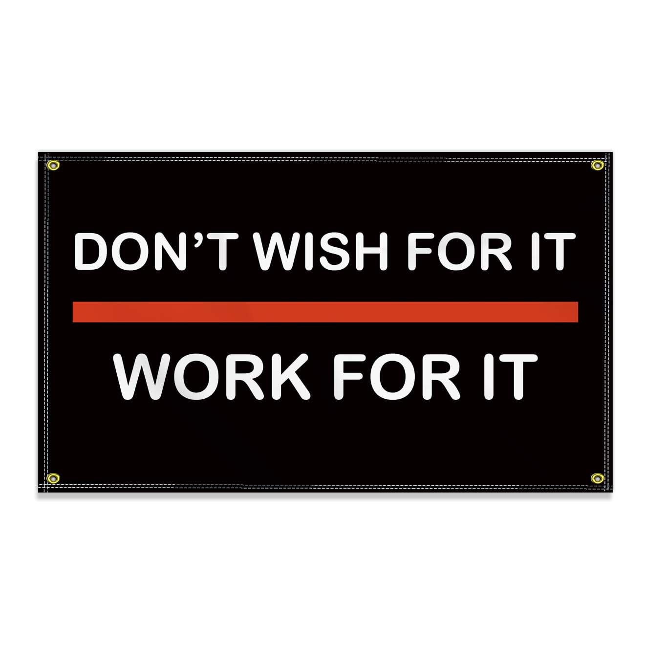 Large 3&times;5 FT Work for It and Dont Wish Flag, Big Motivational Inspirational100D National Outdoor Banner,Decorgarden with 4 Brass Gromment image number 3
