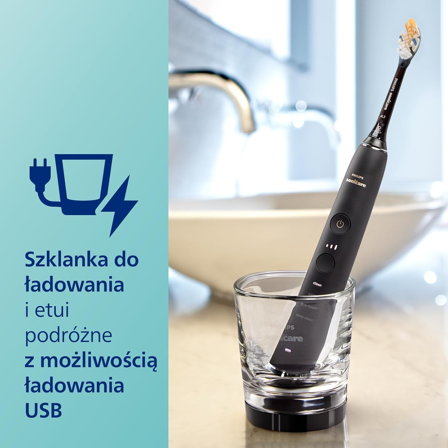 Philips Sonicare Diamondclean 9400 Electric Toothbrush with App HX9917/89, Networked Cleaning, Pressure Sensor, Intelligent Brush Head Detection, 4 Cleaning Programs, 3 Intensity Levels, Black image number 2