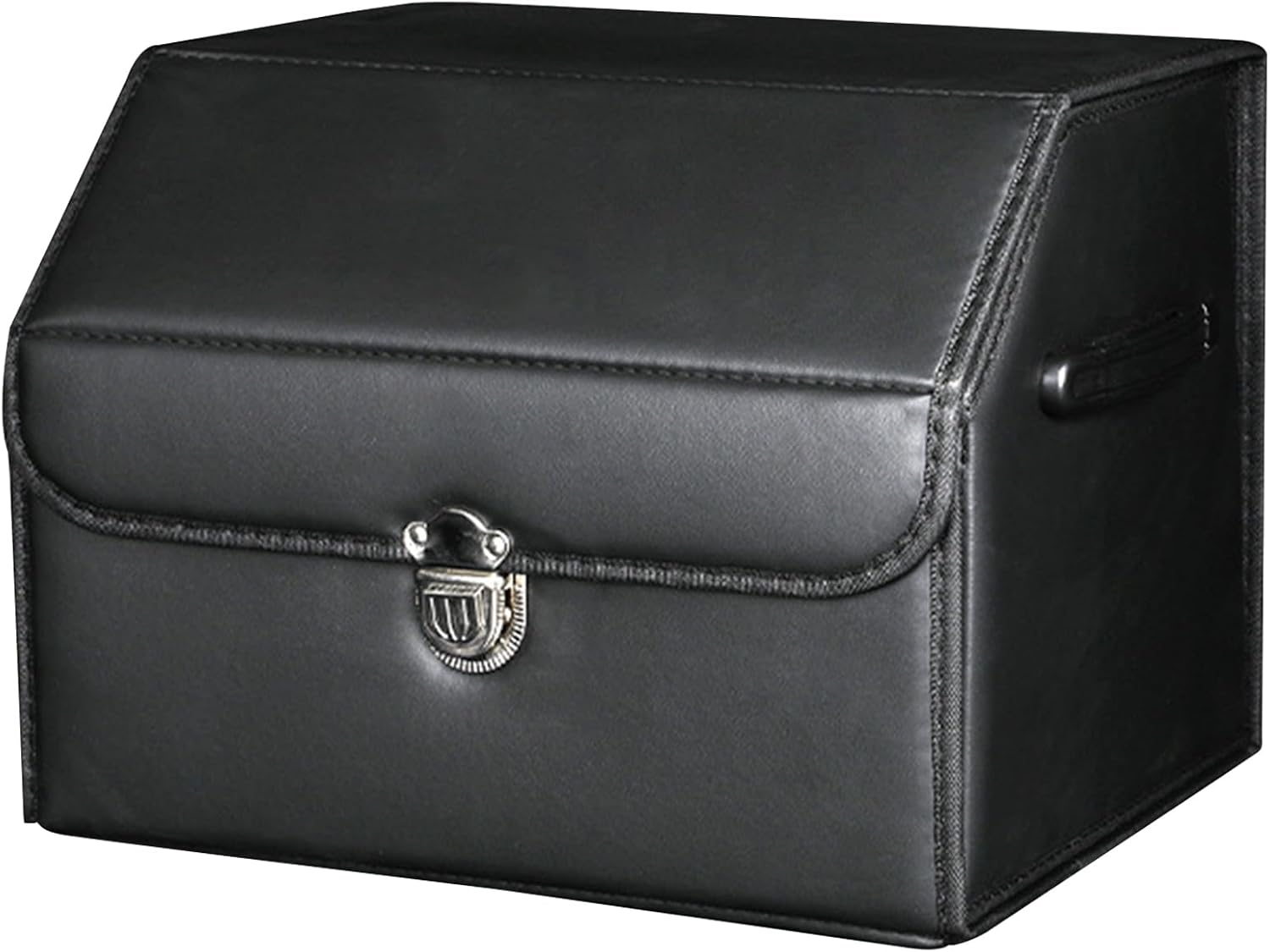 Car Organizers for Trunk for Suv Sedan, Car Trunk Organizer, Leather Storage Box, Extra Large Boot Organiser, Button Lid,Collapsible Adjustable Multi Compartment Auto Boot Tidy (Black-Small)