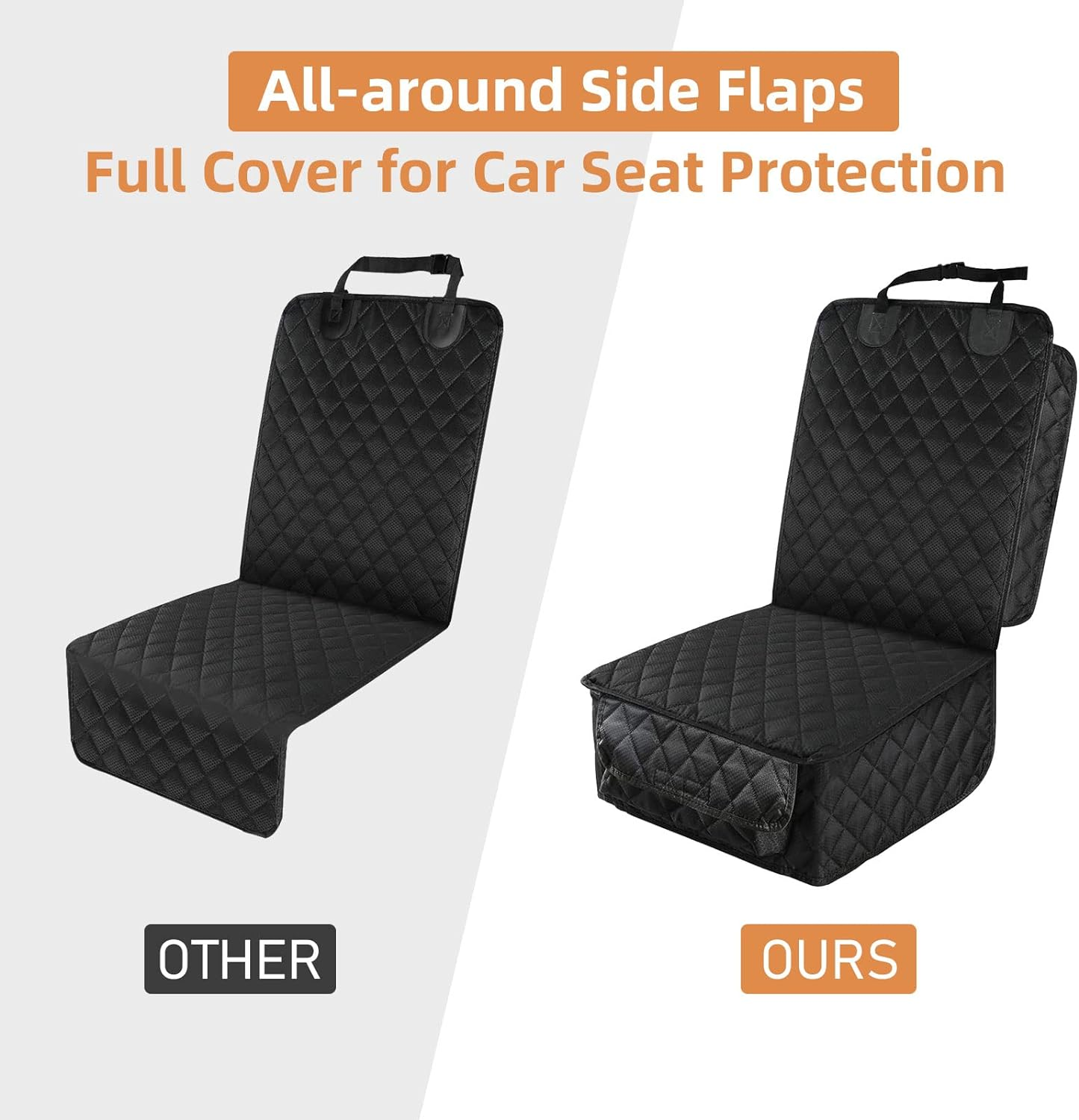 PETICON Waterproof Front Seat Car Cover 2 Pack, Full Protection Dog Car Seat Cover with Side Flaps, Nonslip Scratchproof Captain Chair Seat Cover Fits for Cars, Trucks, Suvs, Jeep, Black image number 2