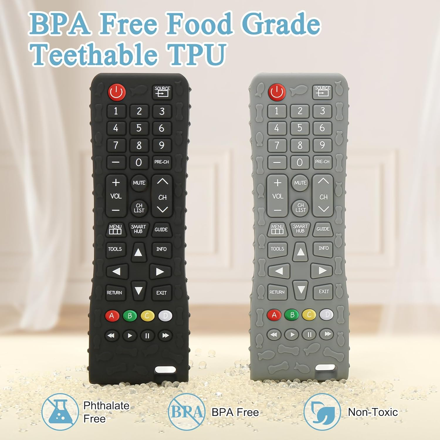 MR.TIMELAG Baby Remote Teether Toys - 2 Pack Silicone Teethers for Infants 3+ Months, Bpa-Free Chew Toys with Textured Surface & Easy Grip - Soothing Gum Relief for Newborns & Toddlers image number 1