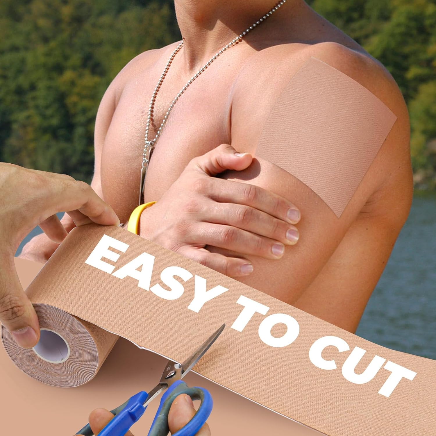 Sekonow Tattoo Cover up Tape, 3.9In X 16.4Ft, Breathable Tattoo Cover up Patch, Ultra Thin Elastic Cuttable Sticker, Ideal for Covering Big Tattoos Scar, Beige image number 1