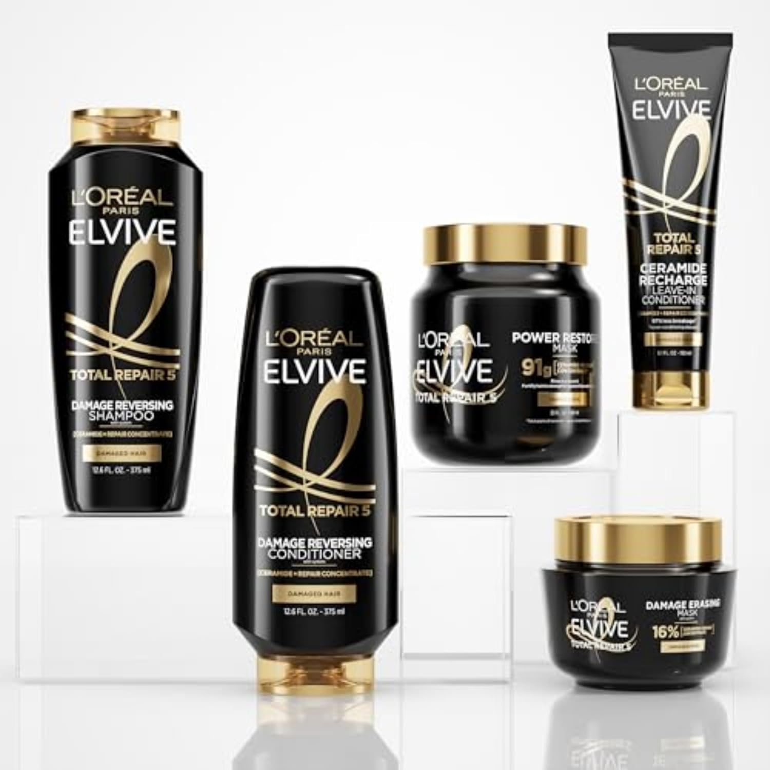 L'Oreal Paris Elvive Total Repair 5 Protein Recharge Leave in Conditioner Treatment, and Heat Protectant, 2 Pack, (5.1 Ounce Each) (Packaging May Vary) image number 3