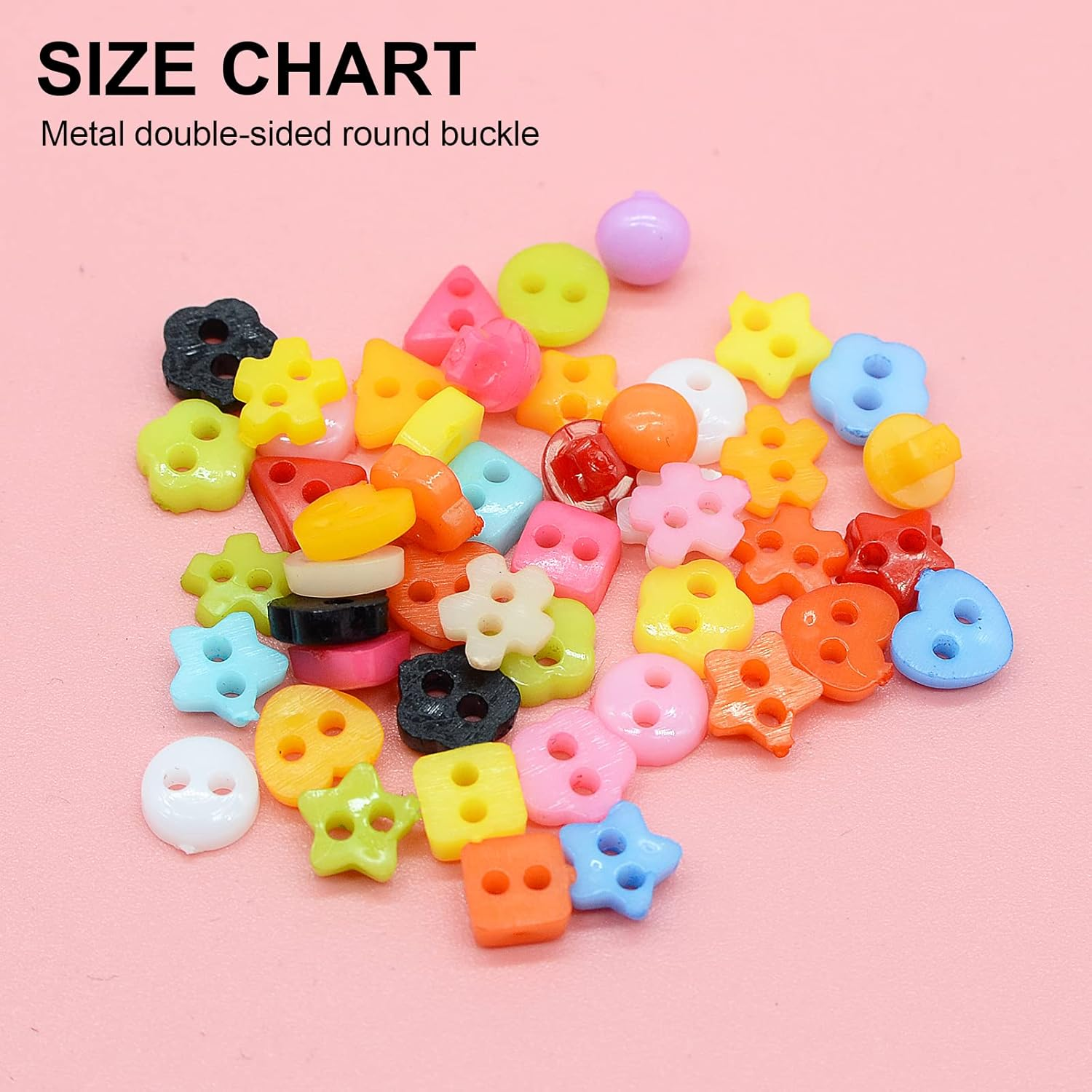 OELFFOW 100Pcs Colorful Mini Handmade Buttons for DIY (Star, Flower, Mushroom, Triangle, Square, Circle) image number 3