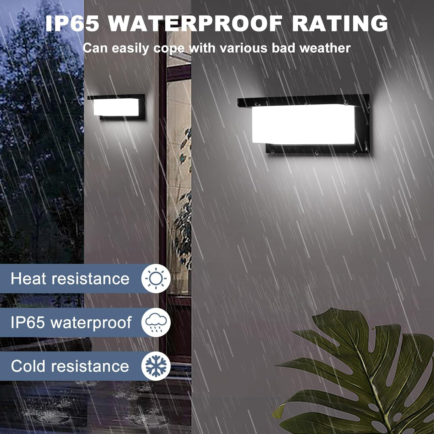 LED Wall Light 18W Waterproof Outdoor Lamp Exterior Lights Yard Modern with Sensor for Staircase Lighting, Garden Light, House Entrance, Patios, Walls, Paths (Cool White) image number 2