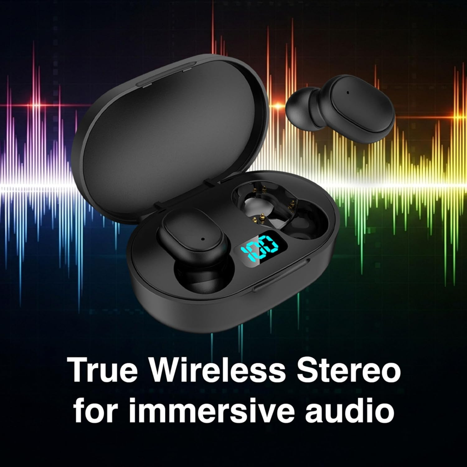 Laser True Wireless Earphones with LED Battery Display Bluetooth 5.3 TWS Headphones USB-C Charging Case for Music Calls Travel Work Gym image number 4