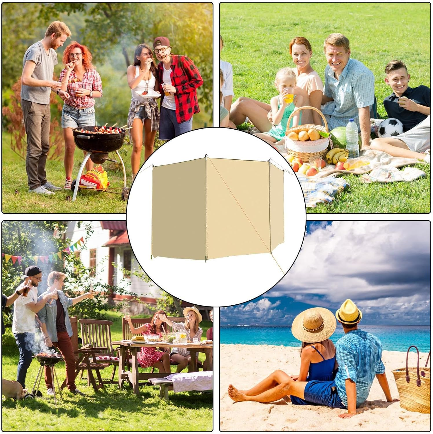 Beach Wind Blocker,Outdoor RV Privacy Shield | Versatile Sunshade, Windbreaker Camping, Windshield Shelter, Privacy Shield for Outdoor RV Libr