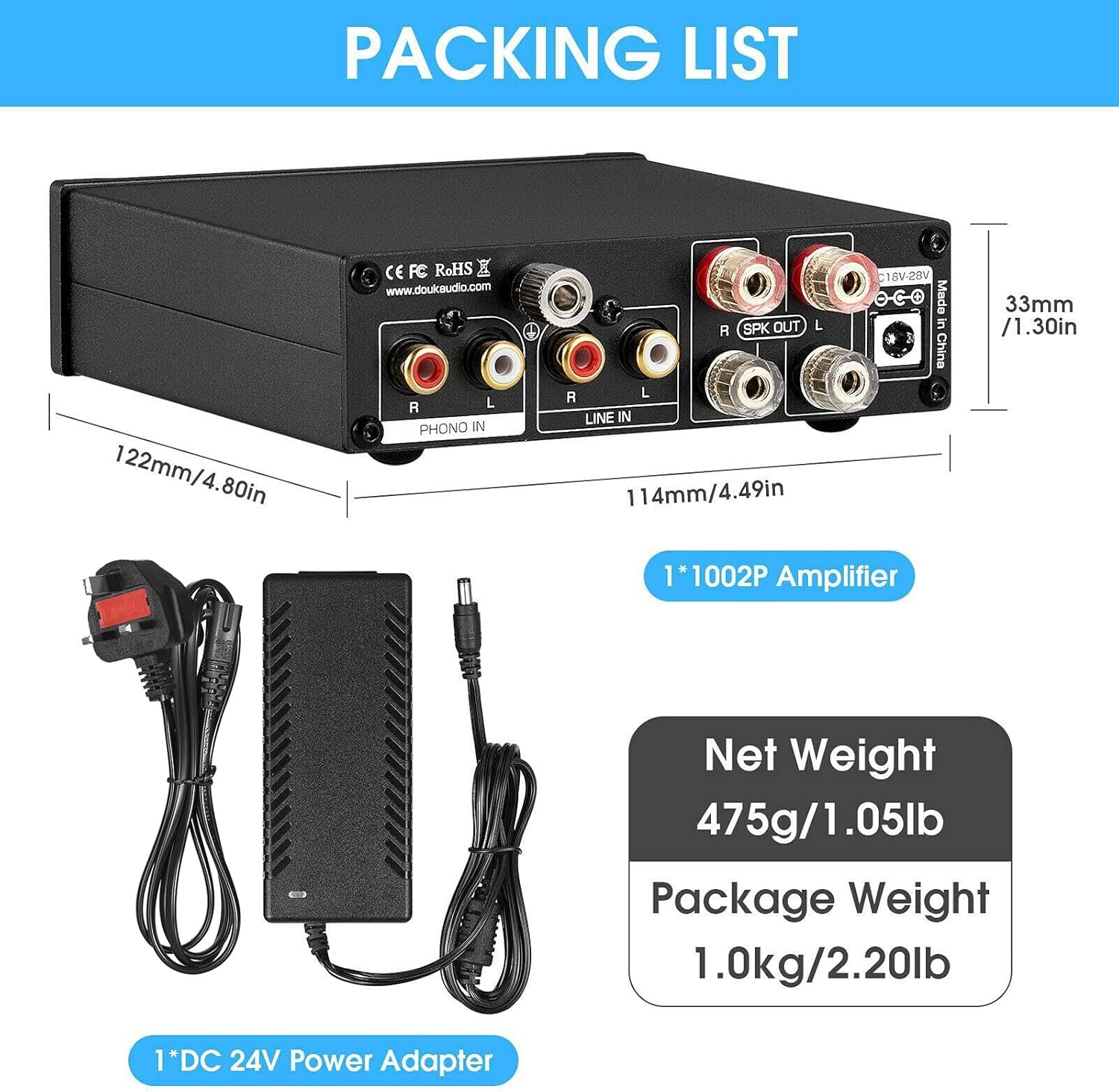 Nobsound 1002P Mini TPA3221 Stereo Digital Power Amplifier MM Phono/Home Turntable Amp 100W &times;2