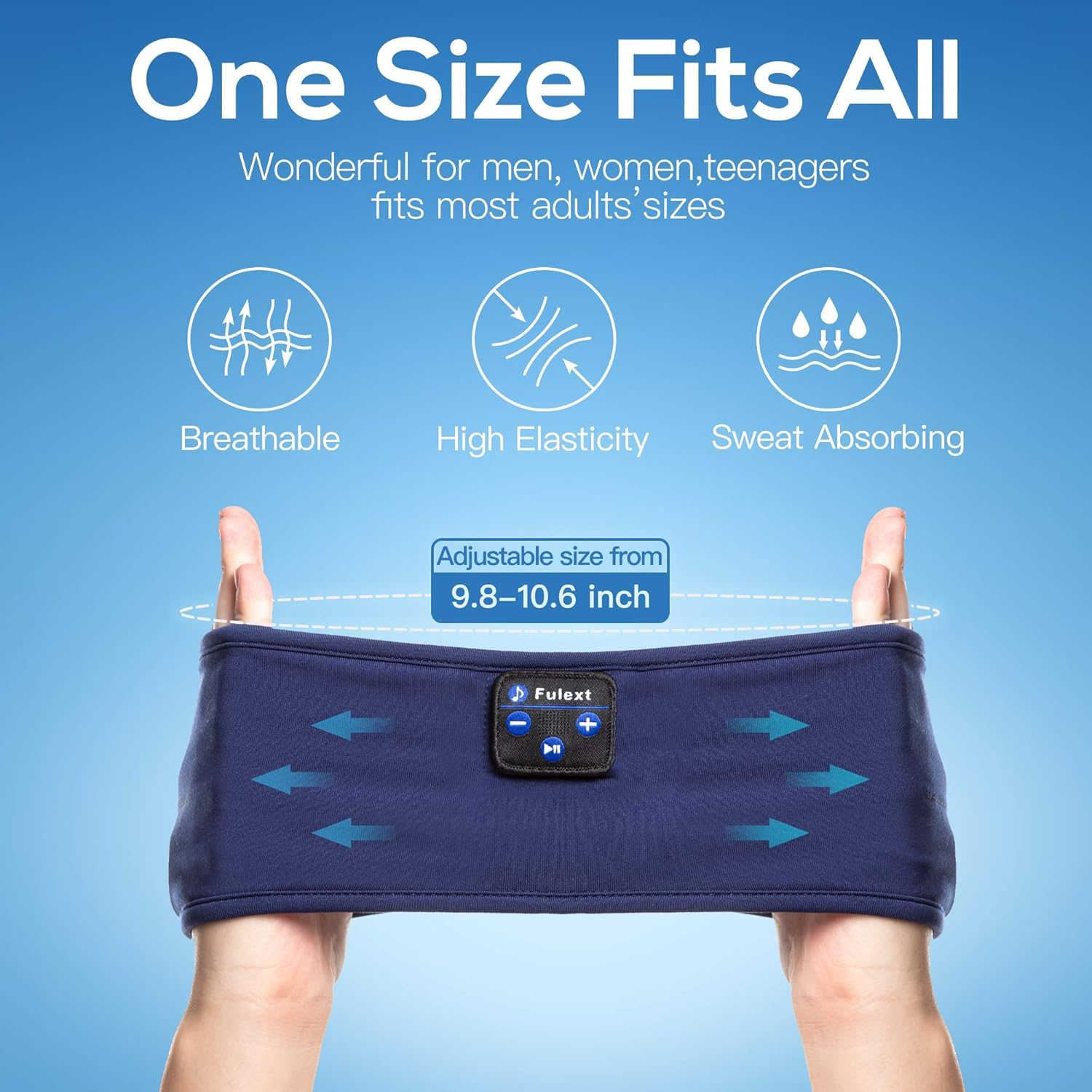 Fulext Sleep Headphones Bluetooth Headband, Long Time Play Sleeping Headsets with Built in Speakers, Perfect for Workout, Running, Yoga, Ideal for Active Individuals, Comfortable for Side Sleepers image number 2