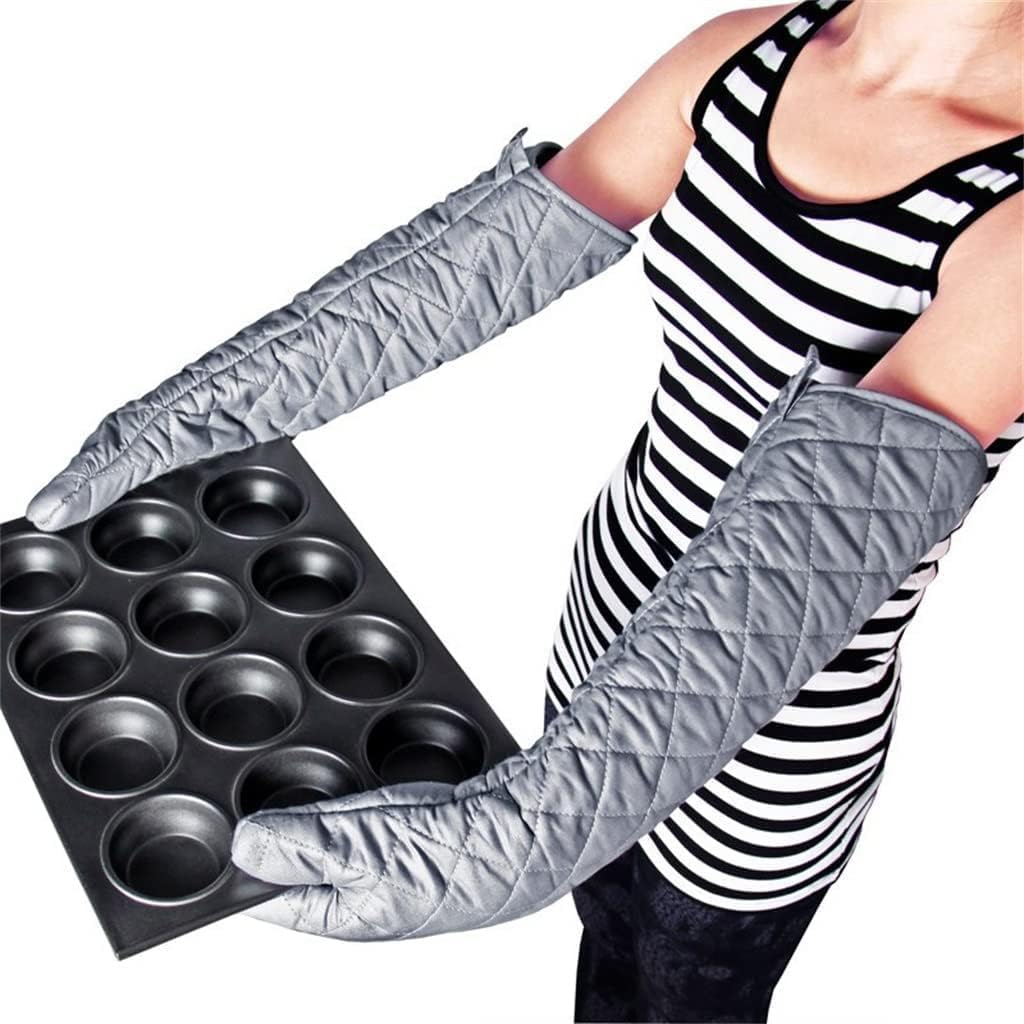Linwnil Heat Resistant Oven Gloves New Cotton Oven Mitts Kitchen Gloves High Temperature Cooking Tool BBQ Gloves (23-Inch)