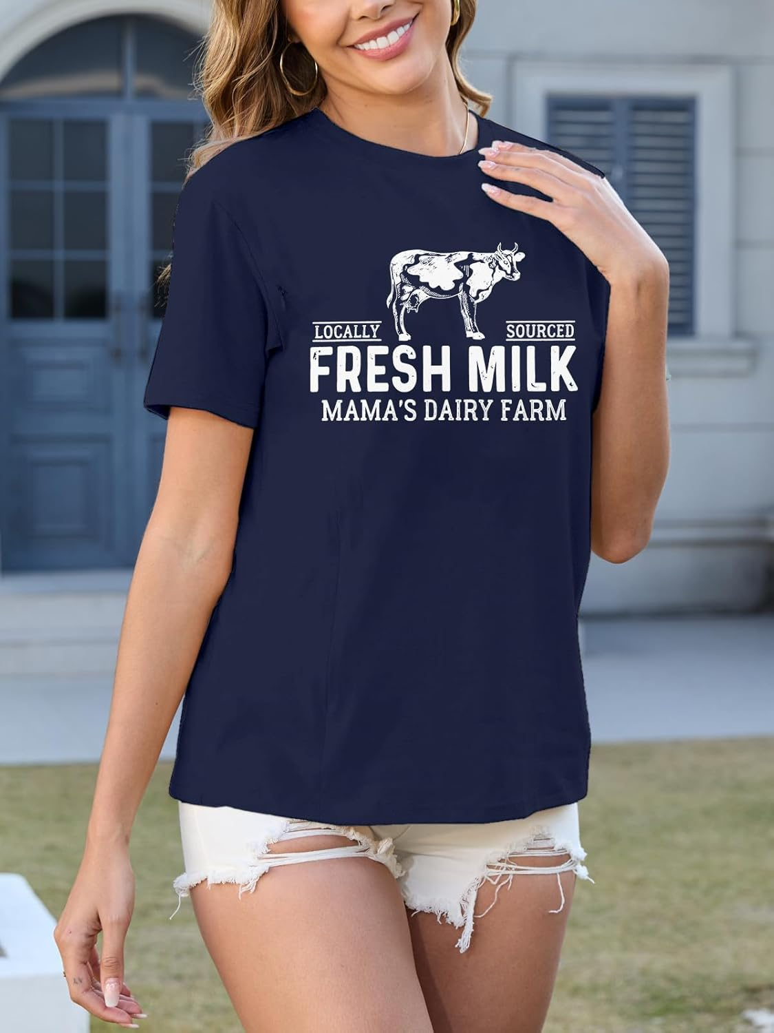 Breastfeeding Shirts for Women Zip Nursing Shirt Mama Nursing Graphic Top Causal Distressed Maternity Shirt Tops image number 3