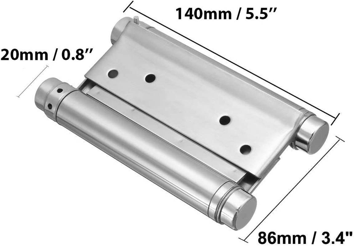 2 Pairs (4Pcs) of 5" Heavty Duty Stainless Steel Cafe Saloon Door Swing Self Closing Double Action Spring Hinges image number 4