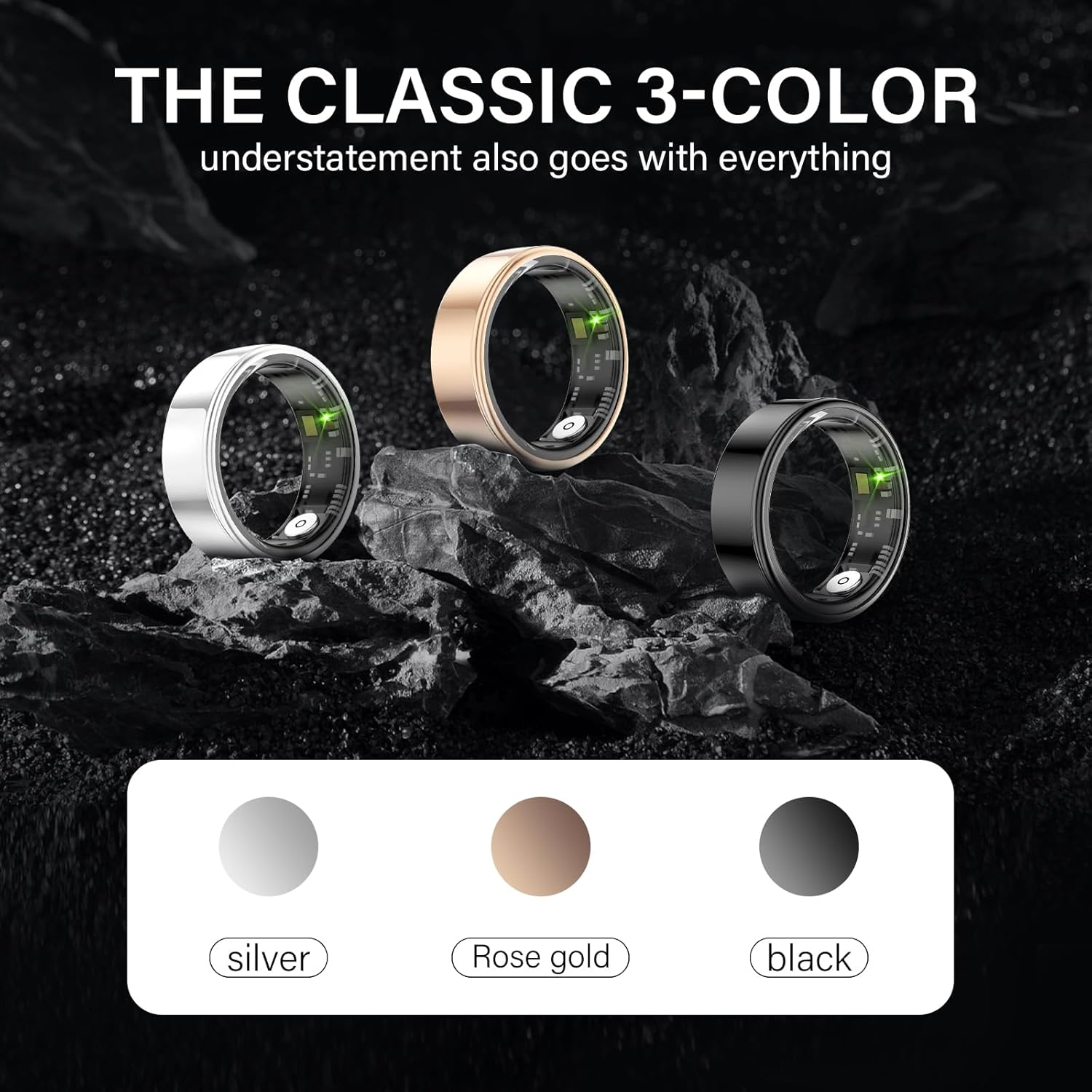 Smart Ring Health Management, Compatible with Android/Iphone, 8 Sports Modes, 3 Data Measurement Functions, IP68 Waterproof, USB Magnetic Charging, Camera Control image number 5
