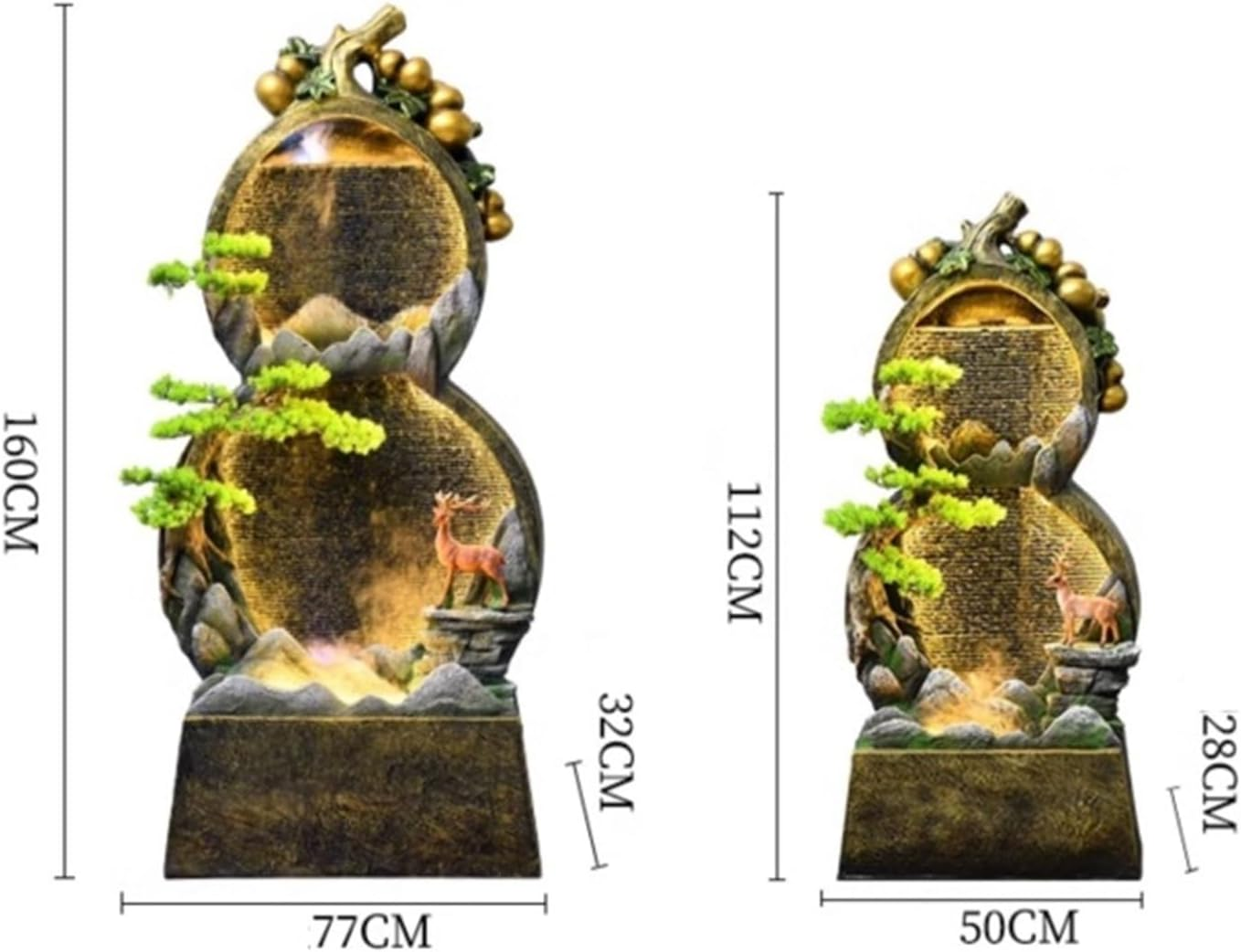 Outdoor Fountain Chinese Rockery Gourd Water Circulation Decoration, Living Room Office Courtyard Fountain(L) image number 2