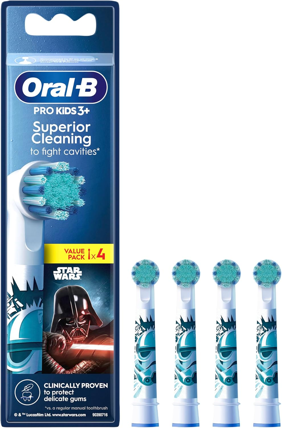 Oral-B Pro Kids Disney Star Wars Electric Toothbrush Heads 4 Pack Designed for Gentle Brushing image number 3
