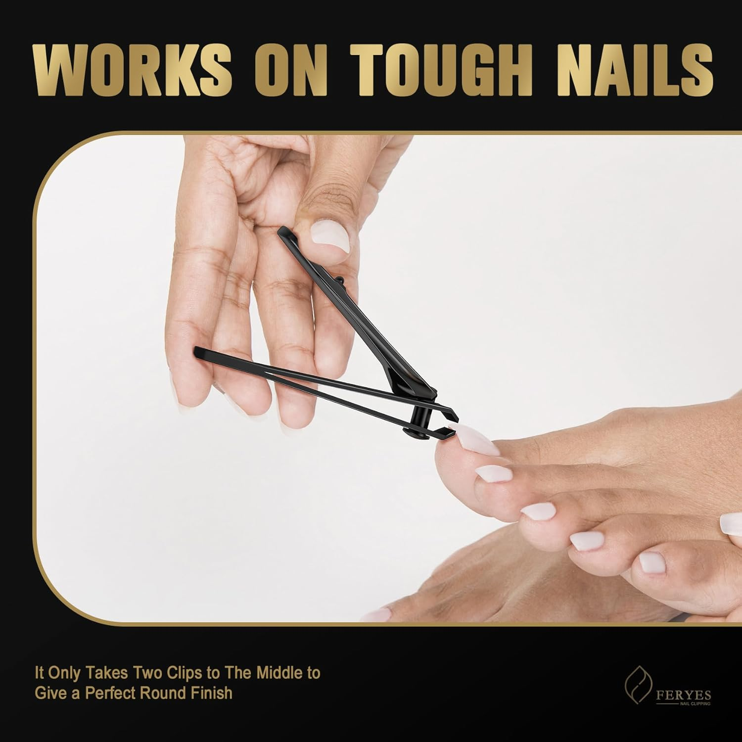 FERYES Elegant Nail Clippers 2-Piece Set - Toenail Clippers and Fingernail Clippers, Sharp Nail Cutters for Men and Women, Precision Grooming for Stunning Nails - Black image number 1