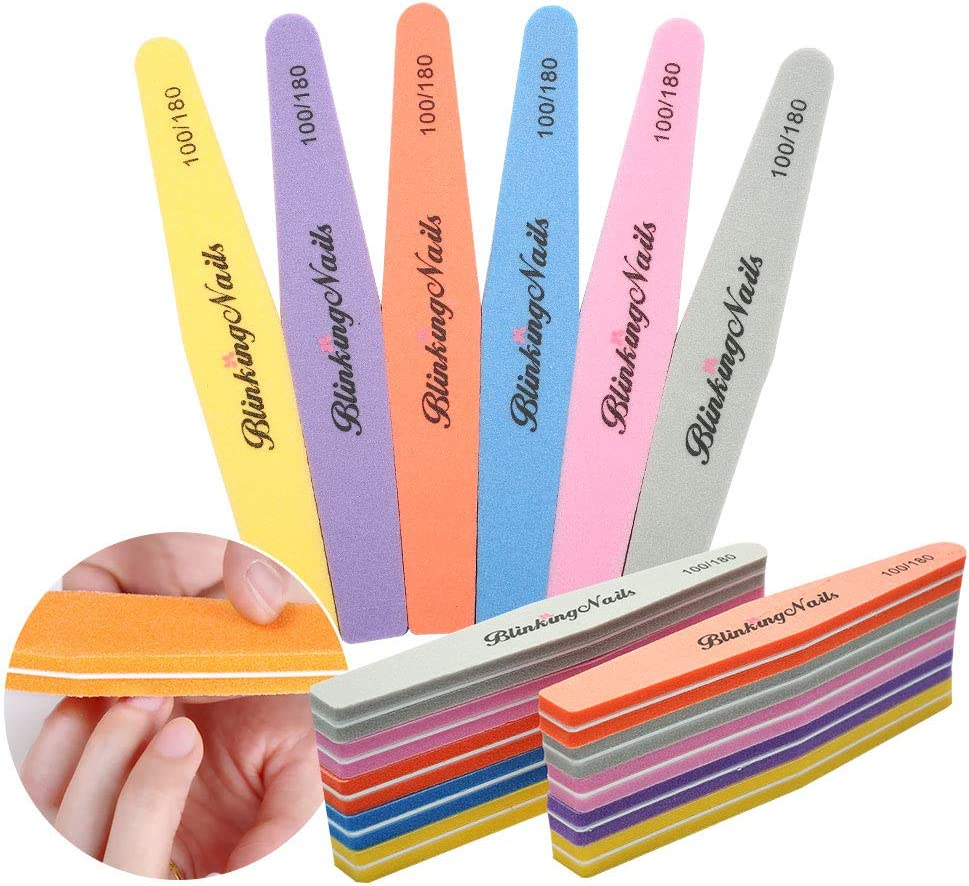 Sponge Nail File and Buffer for Nail Art Care Double Sides Design 100/180 Grit Nail Buffers Blocks for Acrylic Nails Professional Manicure Nail Tools Color Gray Pack of 10Pcs image number 5