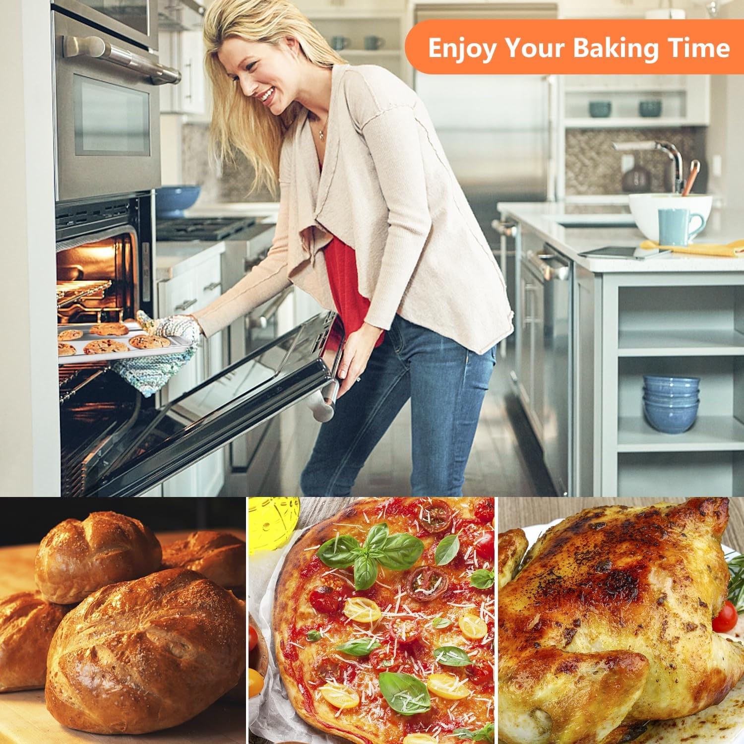 SZMDLX Crisping Basket & Tray Set for Oven, Air Fryer Crispy Basket, Tray & Grease Catcher, Oven Baking Tray with Mesh Crisping Grill Basket, Non-Stick & Healthy Cooking, 32.5 * 24.5 * 8Cm image number 1