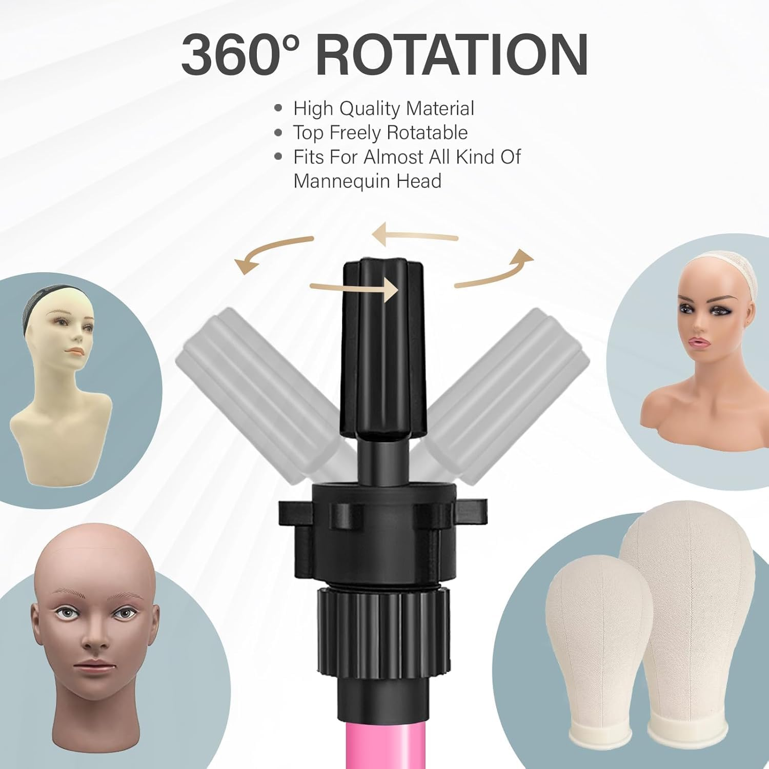 25 Inch Mannequin Head Stand Tripod for Mannequin Head Wig Stand Tripod Wig Head Stand for Training Heads and Canvas Block Head (Mannequin Head Not Included,Pink) image number 4