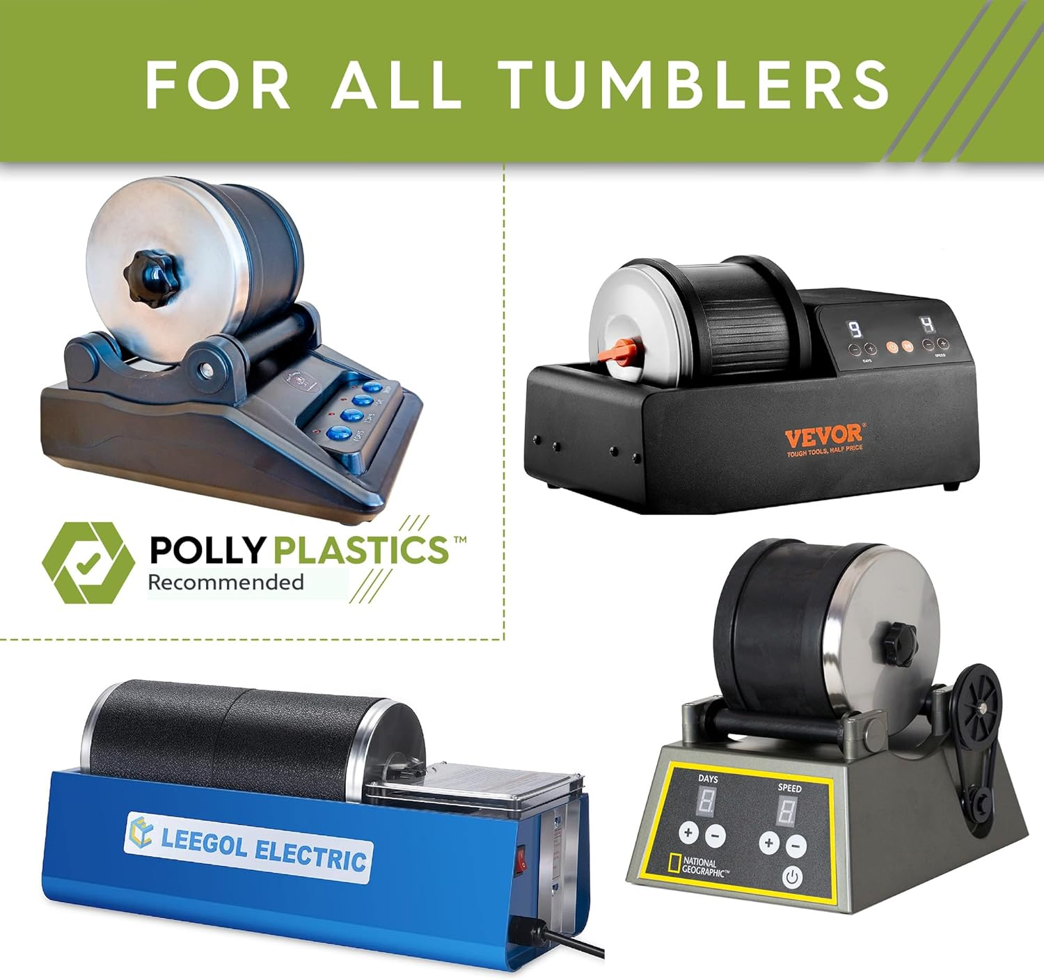 Polly Plastics Rock Tumbler Media Grit Refill, 1 Lb Final Polish 1200 Fine Aluminum Oxide, Stage 4 for Tumbling Stones (2 Pack) image number 2