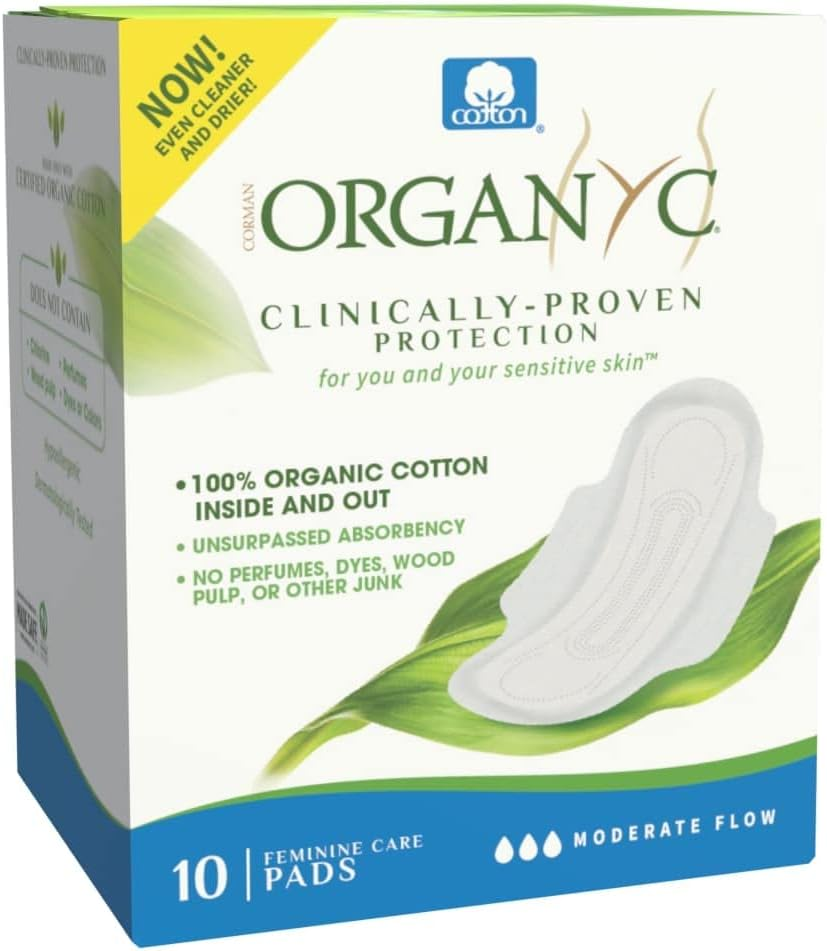 Organyc Ultra Thin Pads - Moderate Wings, 10 Count
