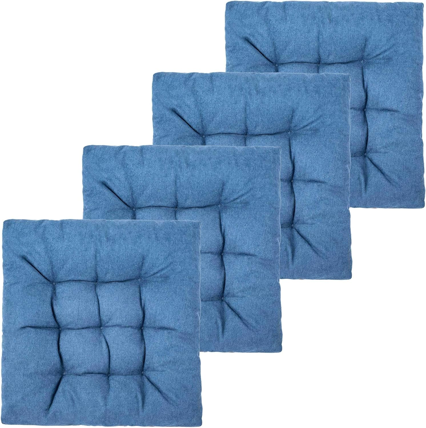 FABRICASTLE Outdoor Chair Cushions Patio Cushion Premium Comfortable Thick Fill Tufted 19" X 19" Floor Wicker Seat Pads, 4 Counts (Navy Blue, 4) - 1, Cream image number 6