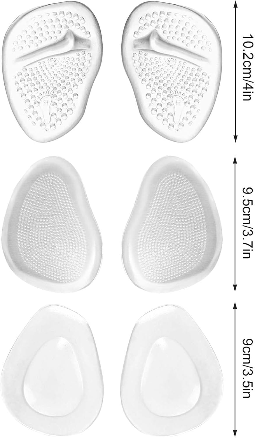 3 Pairs of Forefoot Pads, Comfort High Heels Shoe Pads, Anti-Slip Silicone Pads Forefoot, Ball of Foot Cushion with Anti-Slip Massage Function, Gel Pad Forefoot for Prevents Calluses Reduces Pain