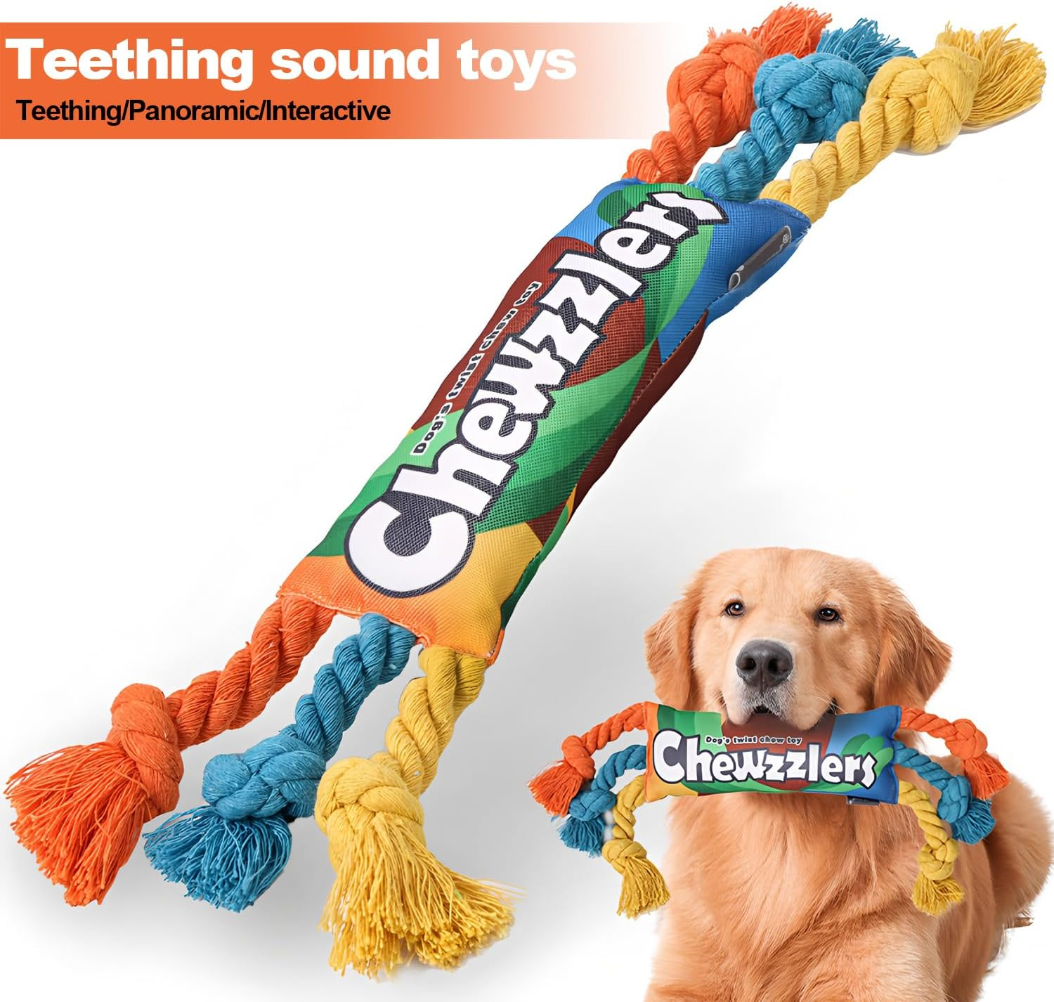 AIMANWEI Dog Rope Toys for Aggressive Chewers, Pet Interactive Squeaky Treat Dispensing Ball for Tough Small Medium Large Breed Puppy Toys, Dogs Rope Chew Toys Bundle for Boredom image number 3