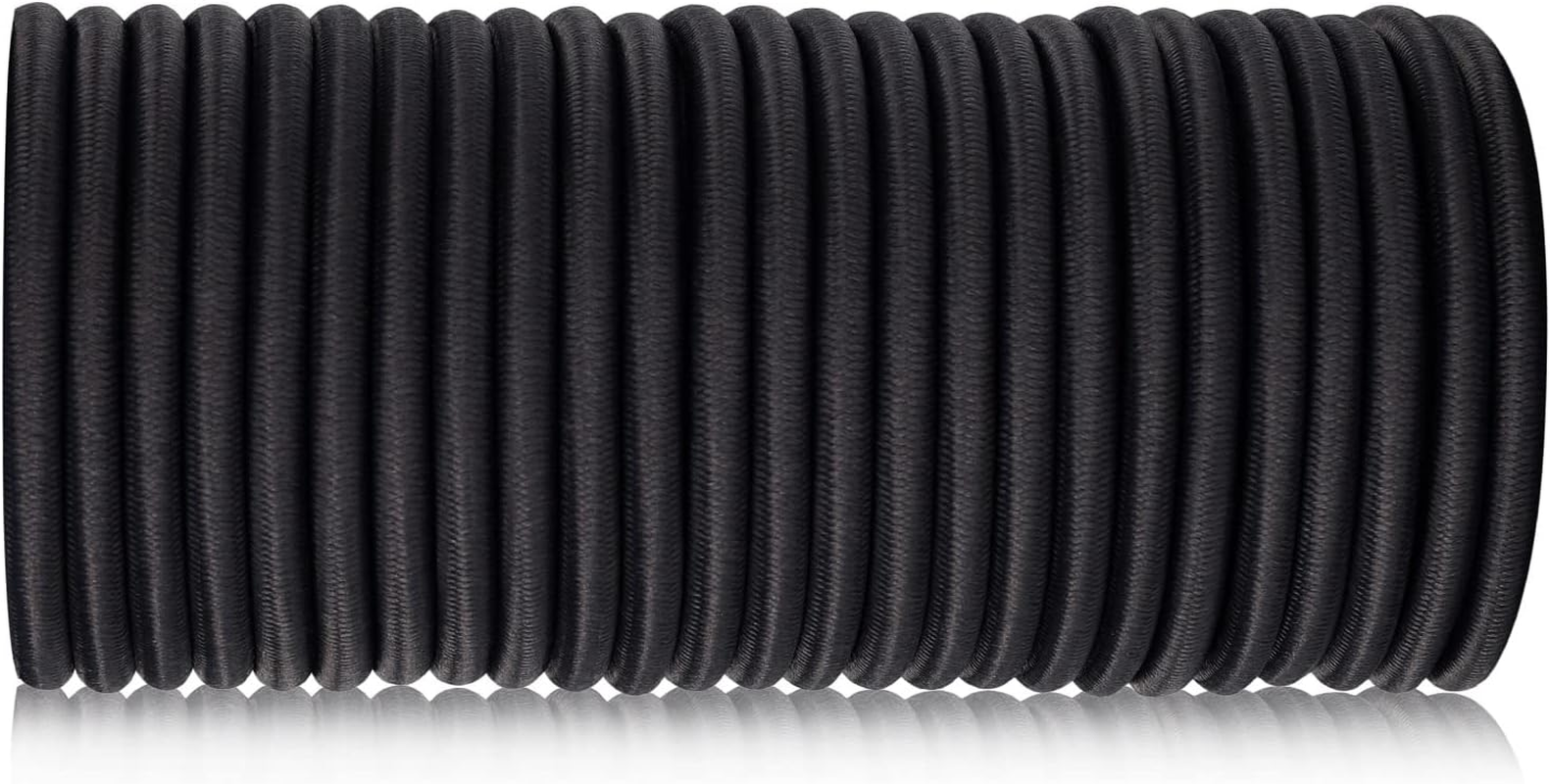 Ultimate Resistant 20M Elasticated Secure Rope, Bungee Straps, Elastic Bungee Cords and Fixings, Premium Black 8 Mm Shock Cord, Perfect for Transport, Bicycle, and Loading, Clothesline image number 1